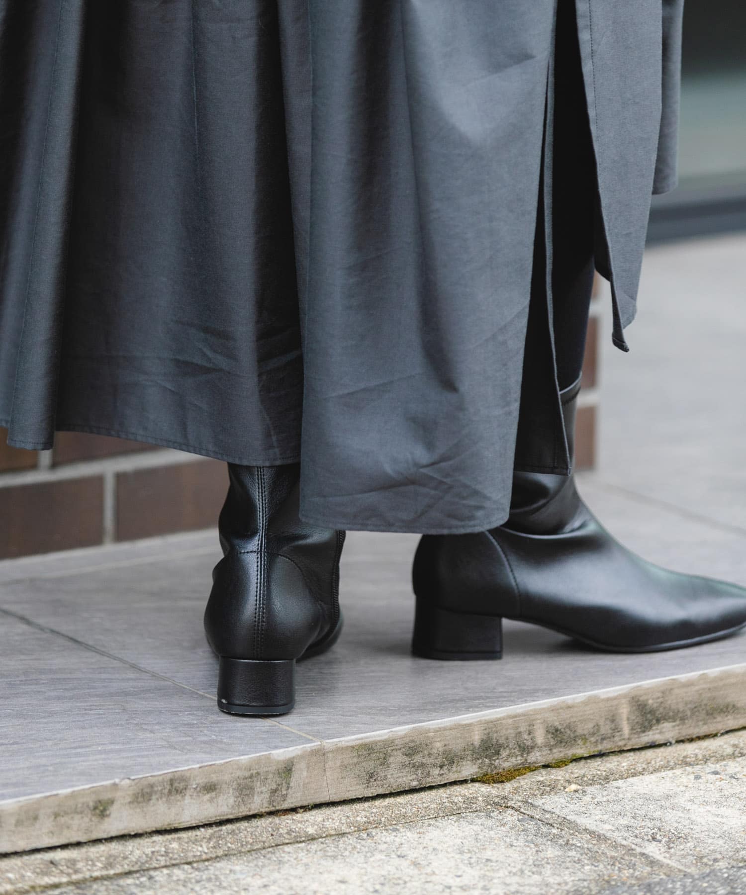 『MADE IN JAPAN』3センチスクエアトゥショートブーツ BLACK 36