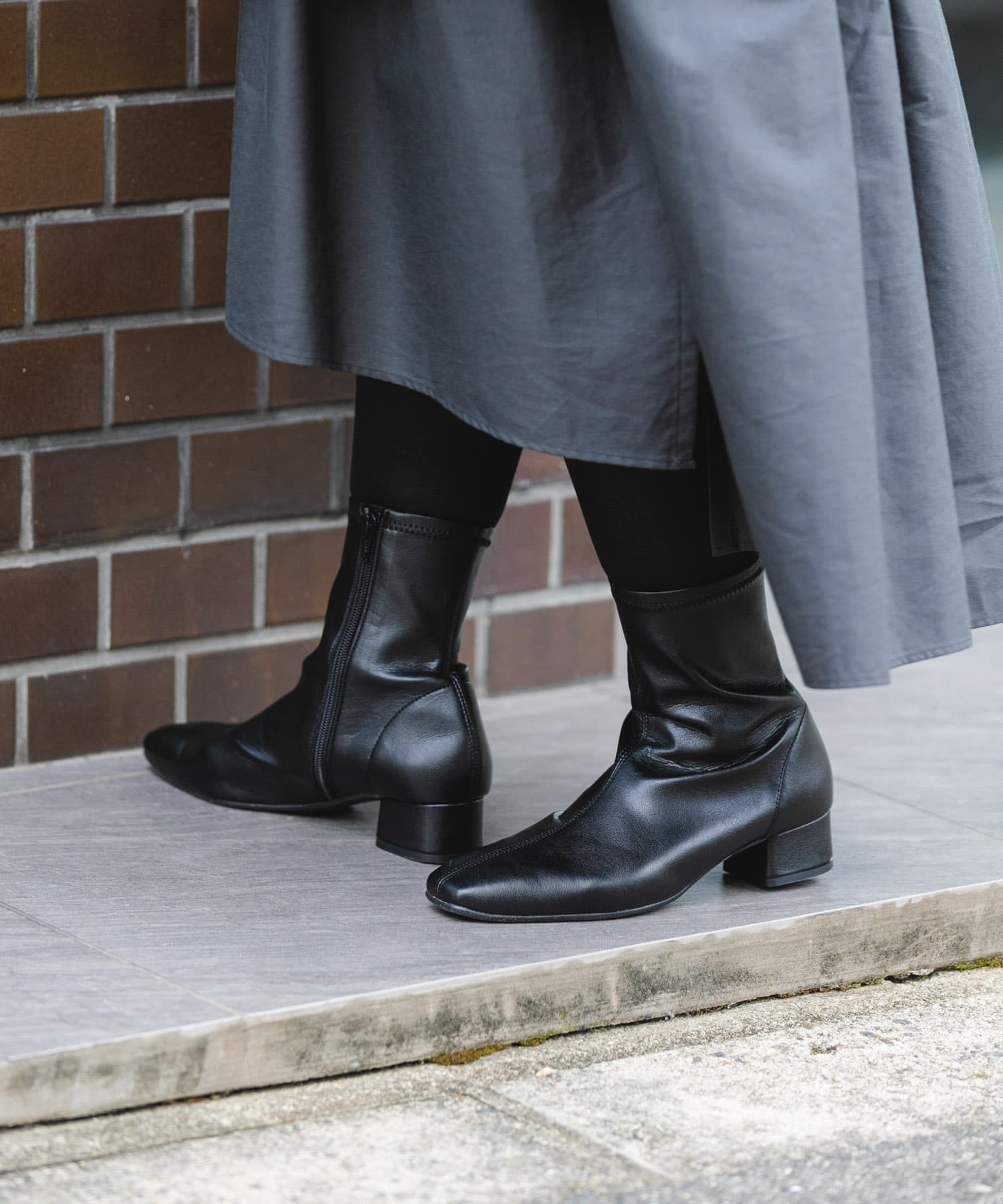 『MADE IN JAPAN』3センチスクエアトゥショートブーツ BLACK 36