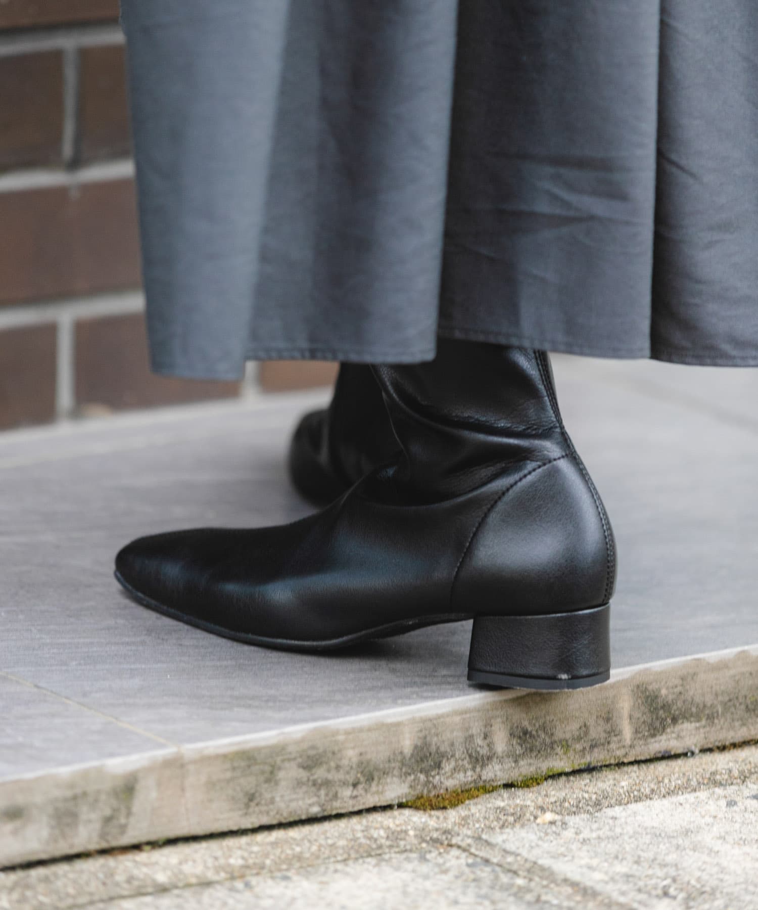 『MADE IN JAPAN』3センチスクエアトゥショートブーツ BLACK 36
