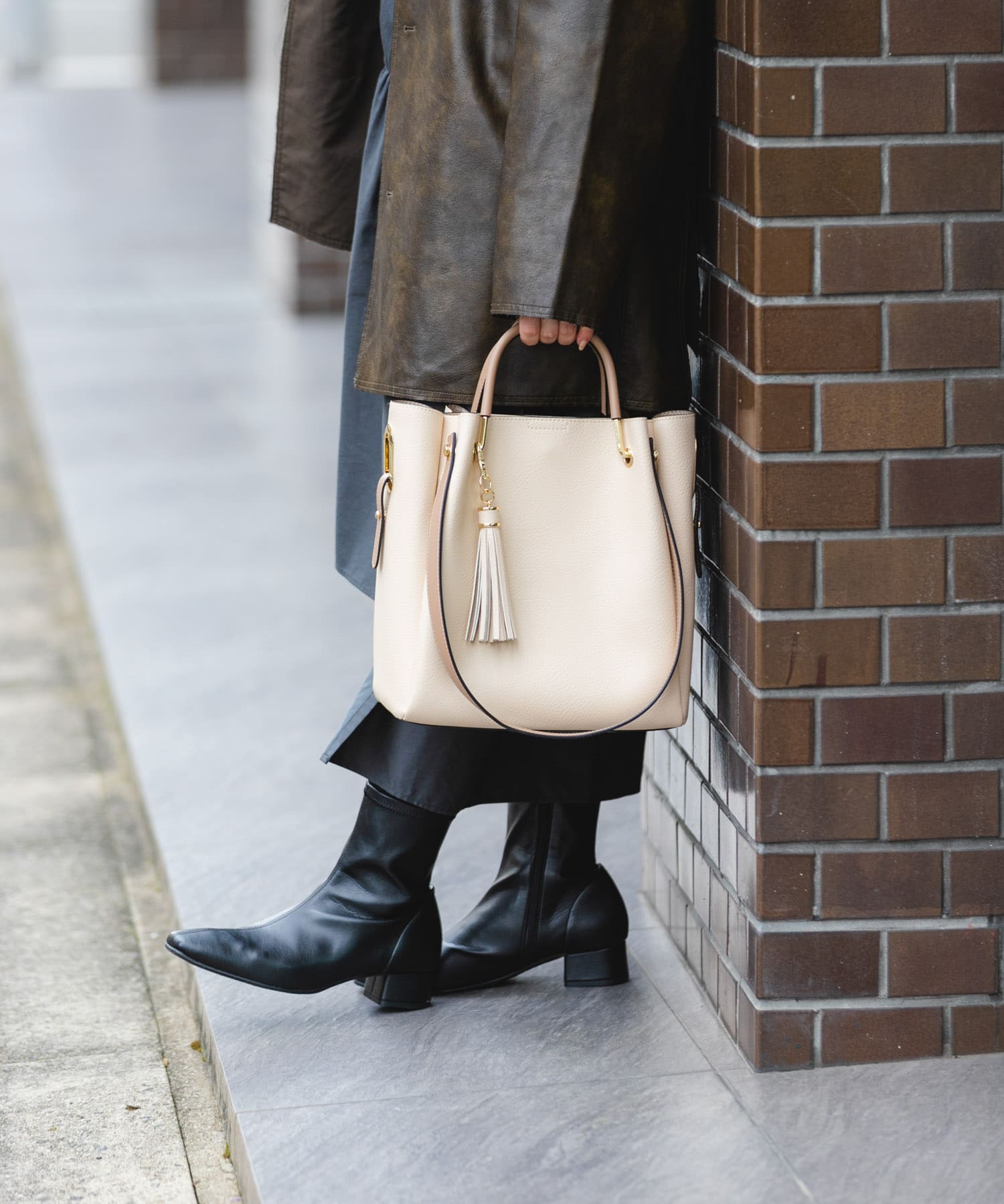 『MADE IN JAPAN』3センチスクエアトゥショートブーツ BLACK 36