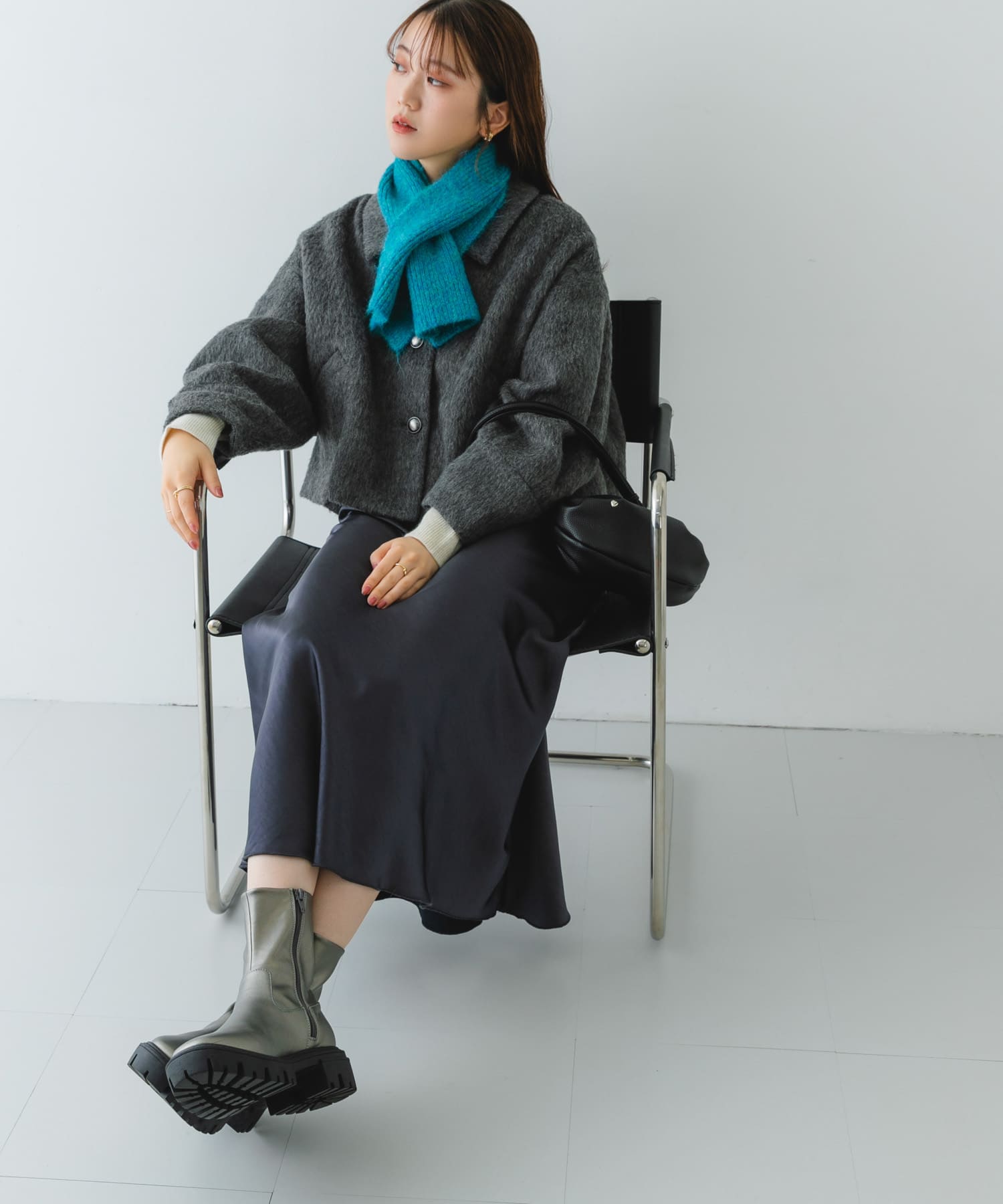 5cmストレッチブーツ GUN METAL 36