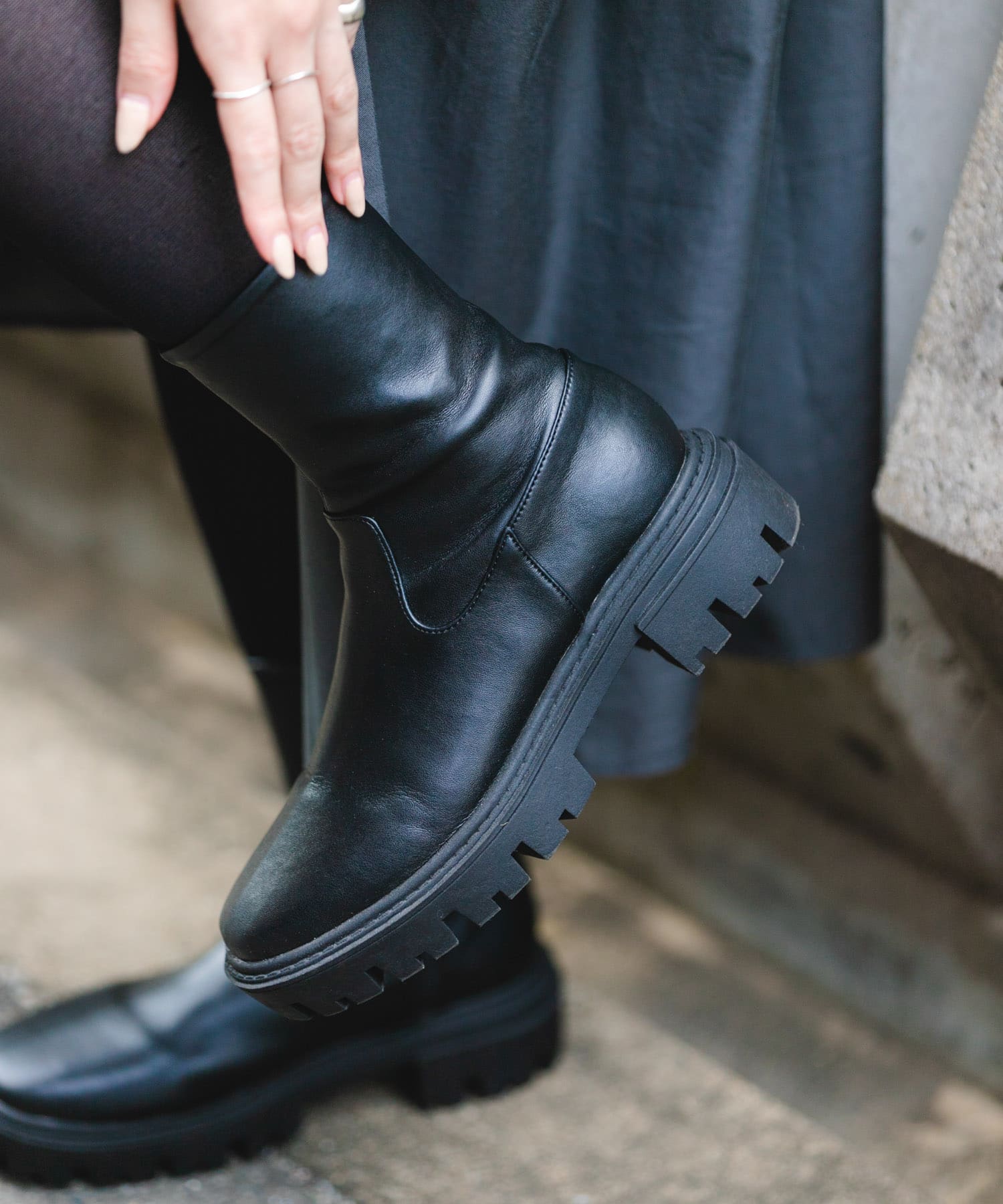 5cmストレッチブーツ BLACK 37