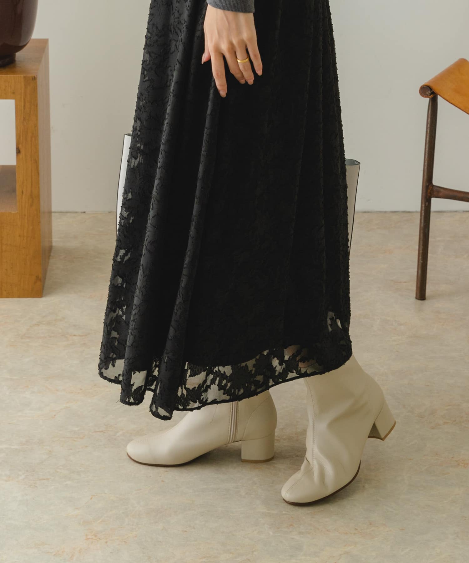 『MADE IN JAPAN』EMELINA プレーンブーツ IVORY 36