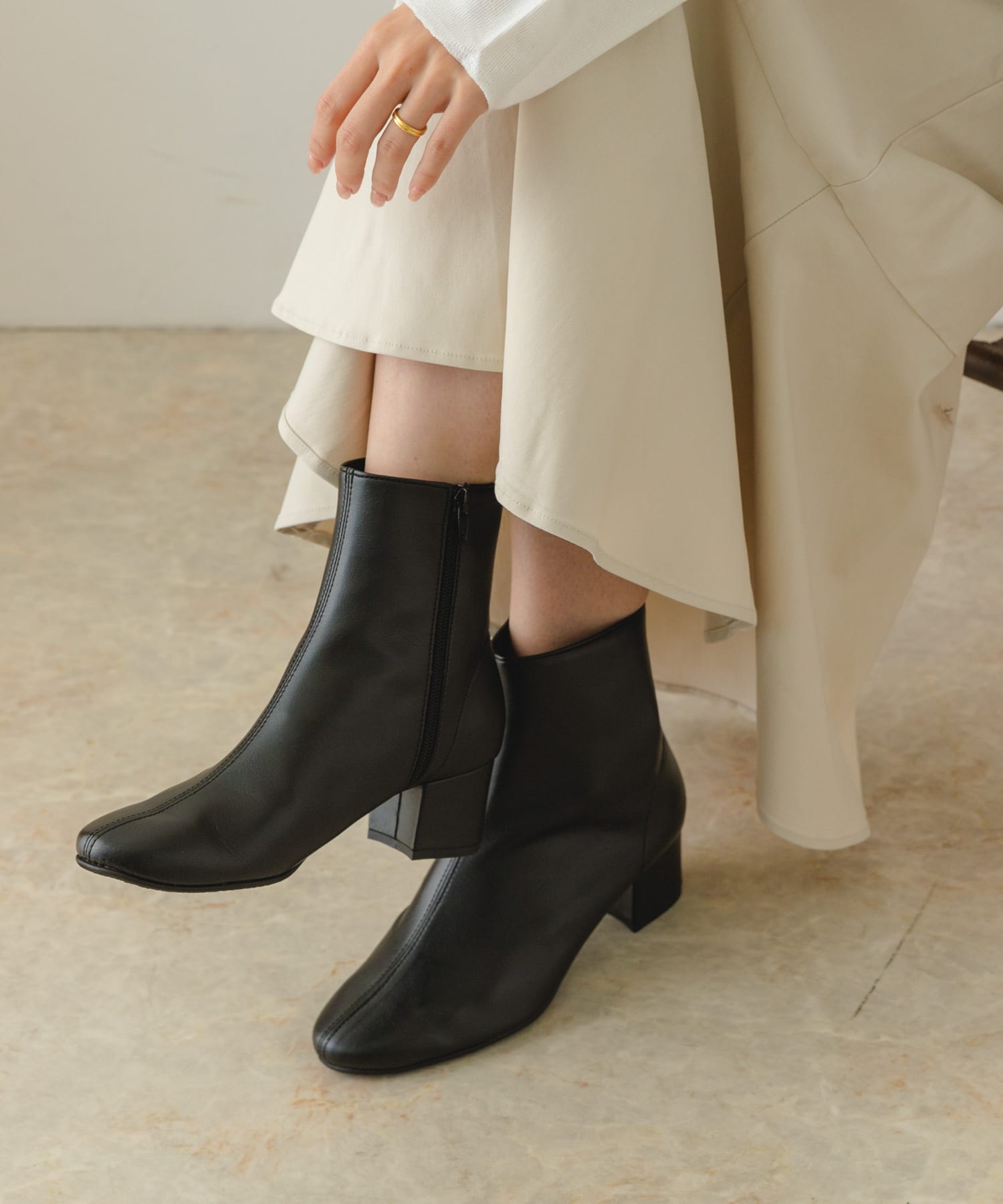 『MADE IN JAPAN』EMELINA プレーンブーツ BLACK 36