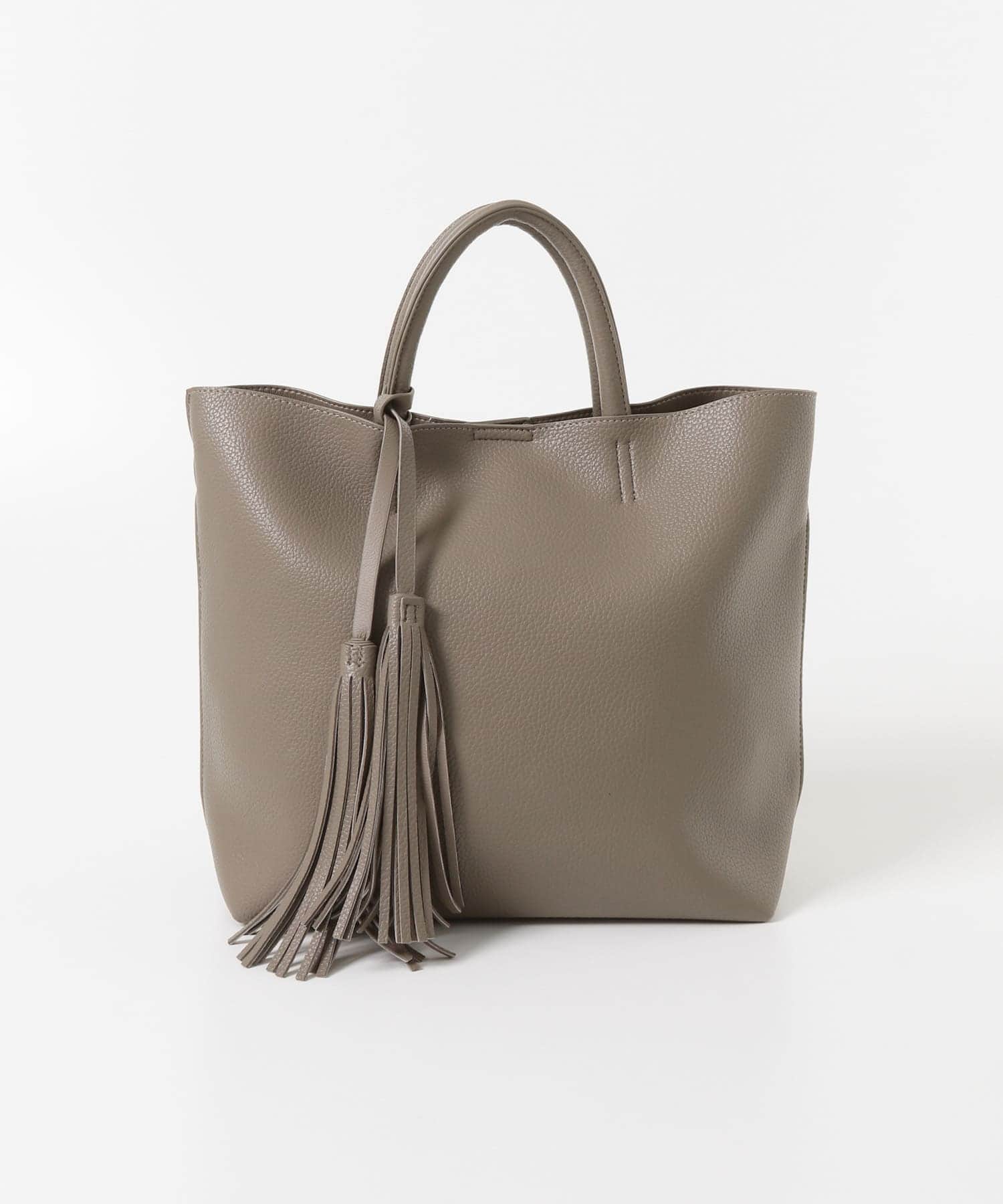 『Mサイズ』タッセル軽量2WAYシンプルトートバッグ GRAYSH one