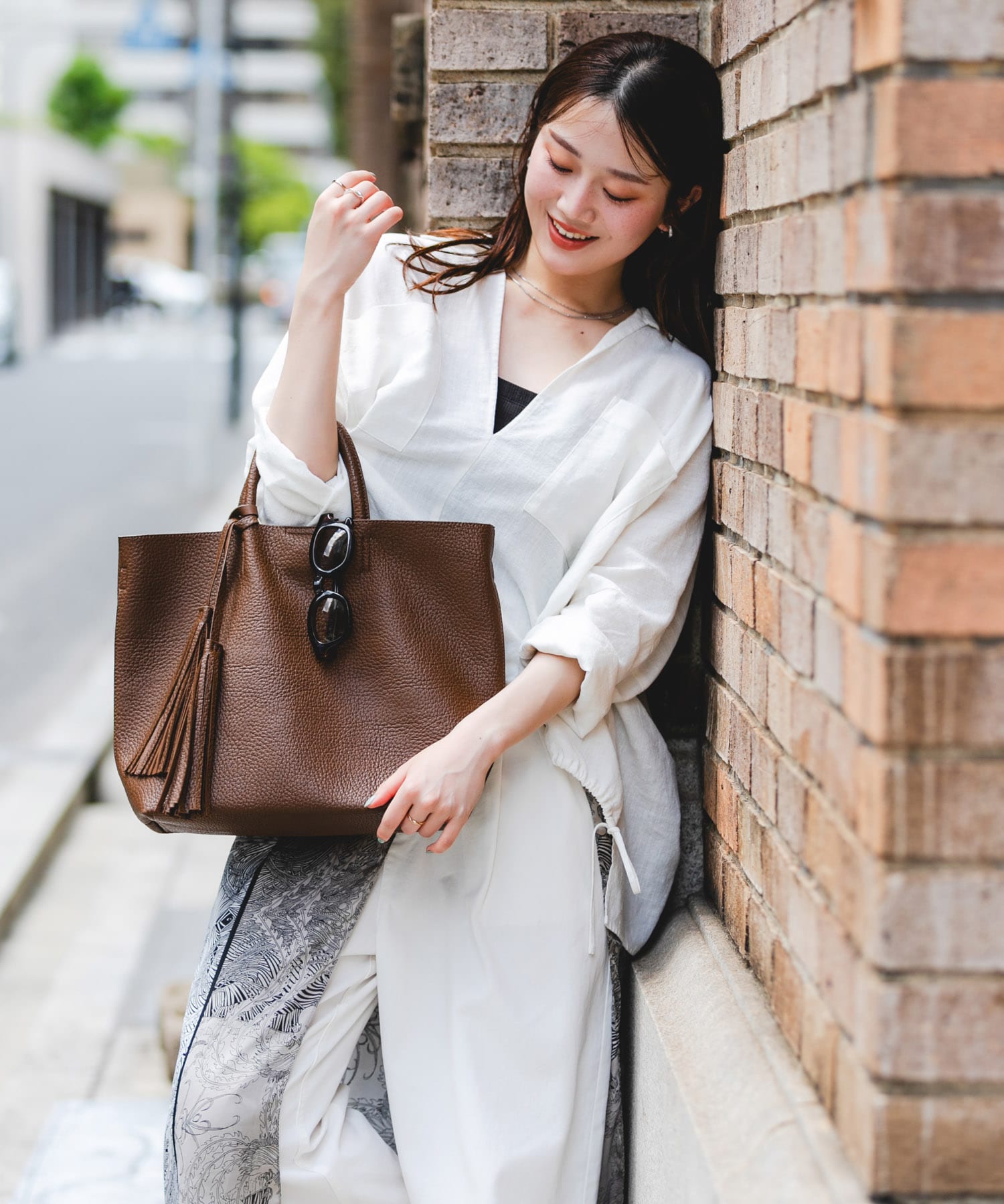 『Mサイズ』タッセル軽量2WAYシンプルトートバッグ