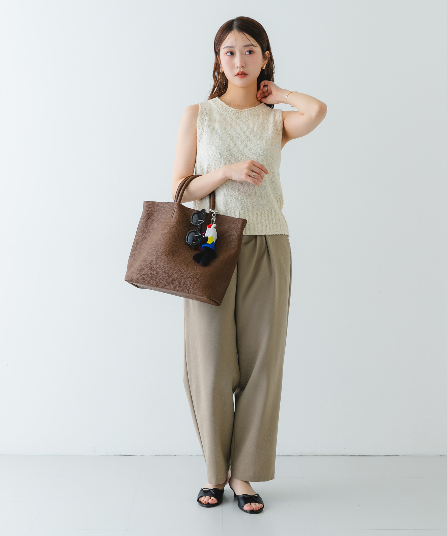 タッセル軽量2WAYシンプルトートバッグ CHOCO one