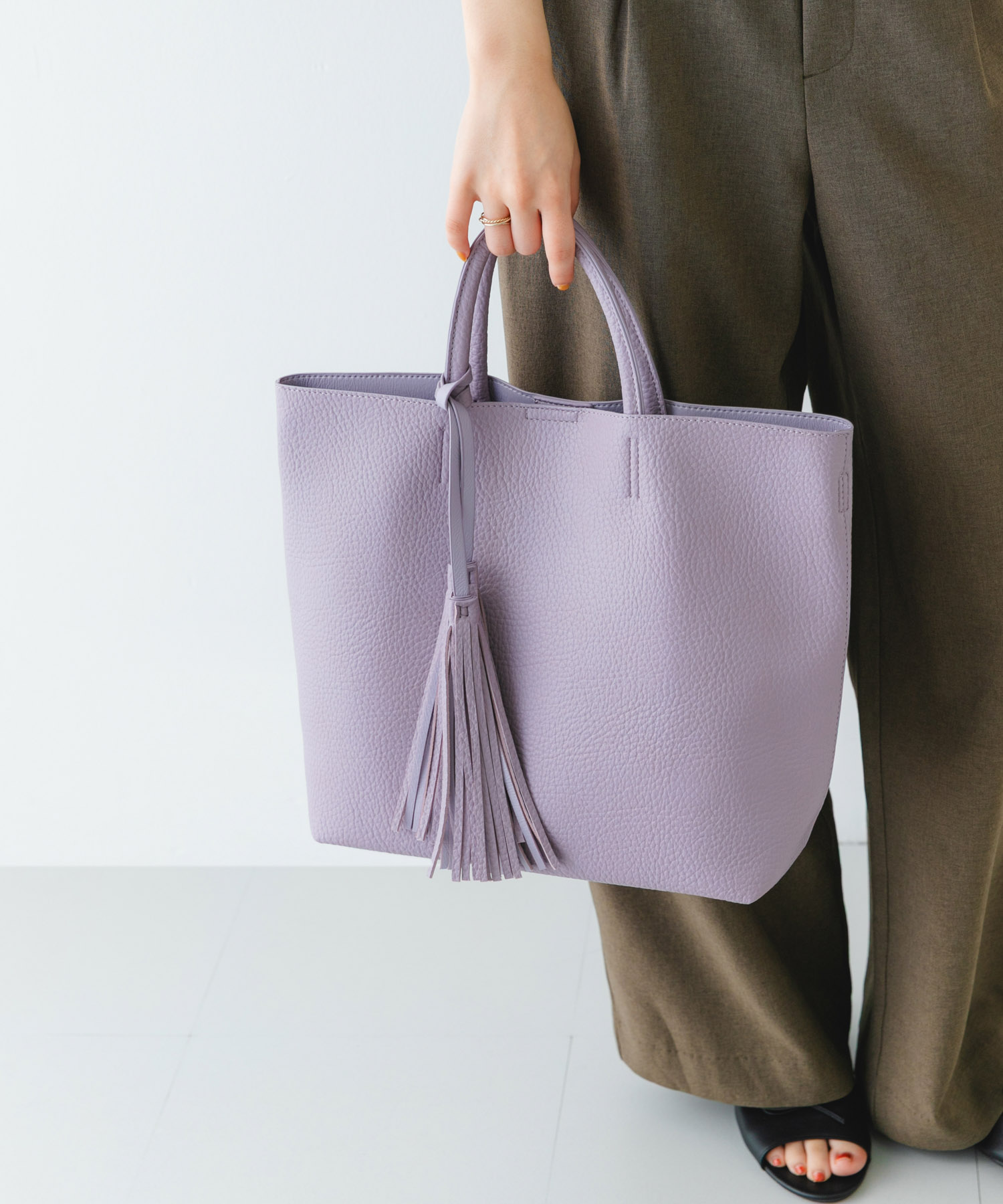 タッセル軽量2WAYシンプルトートバッグ LILAC one