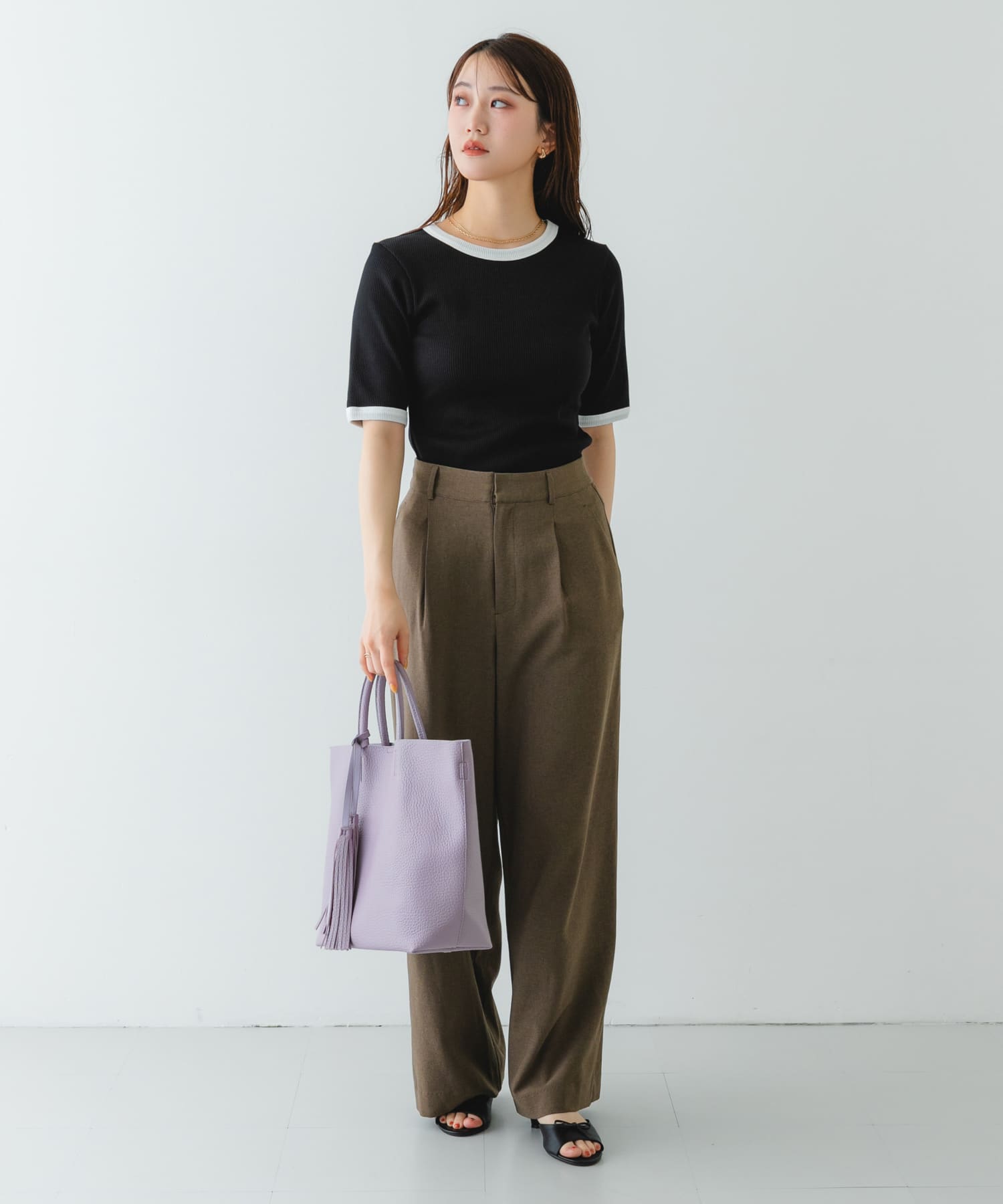 タッセル軽量2WAYシンプルトートバッグ LILAC one