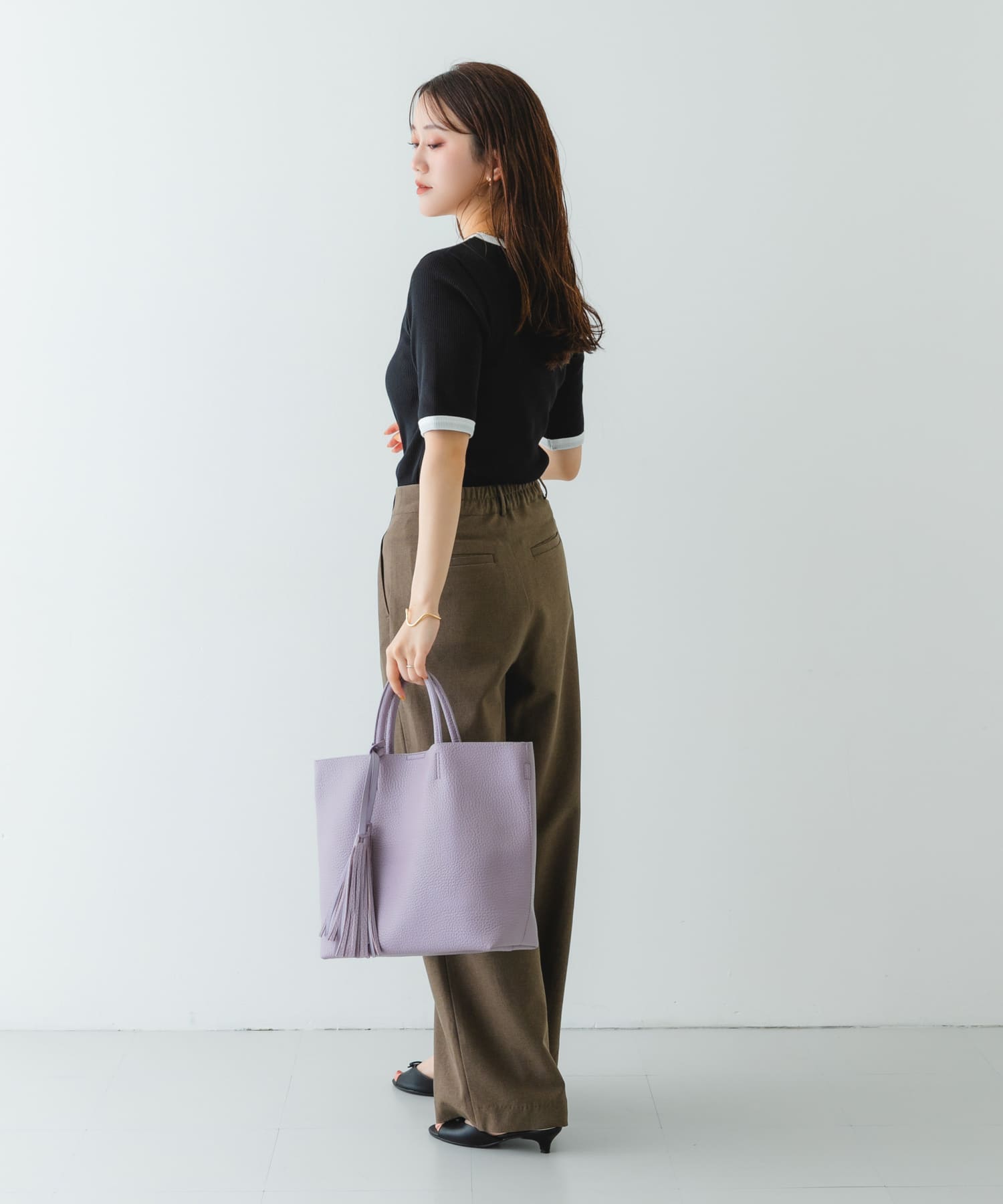 タッセル軽量2WAYシンプルトートバッグ LILAC one