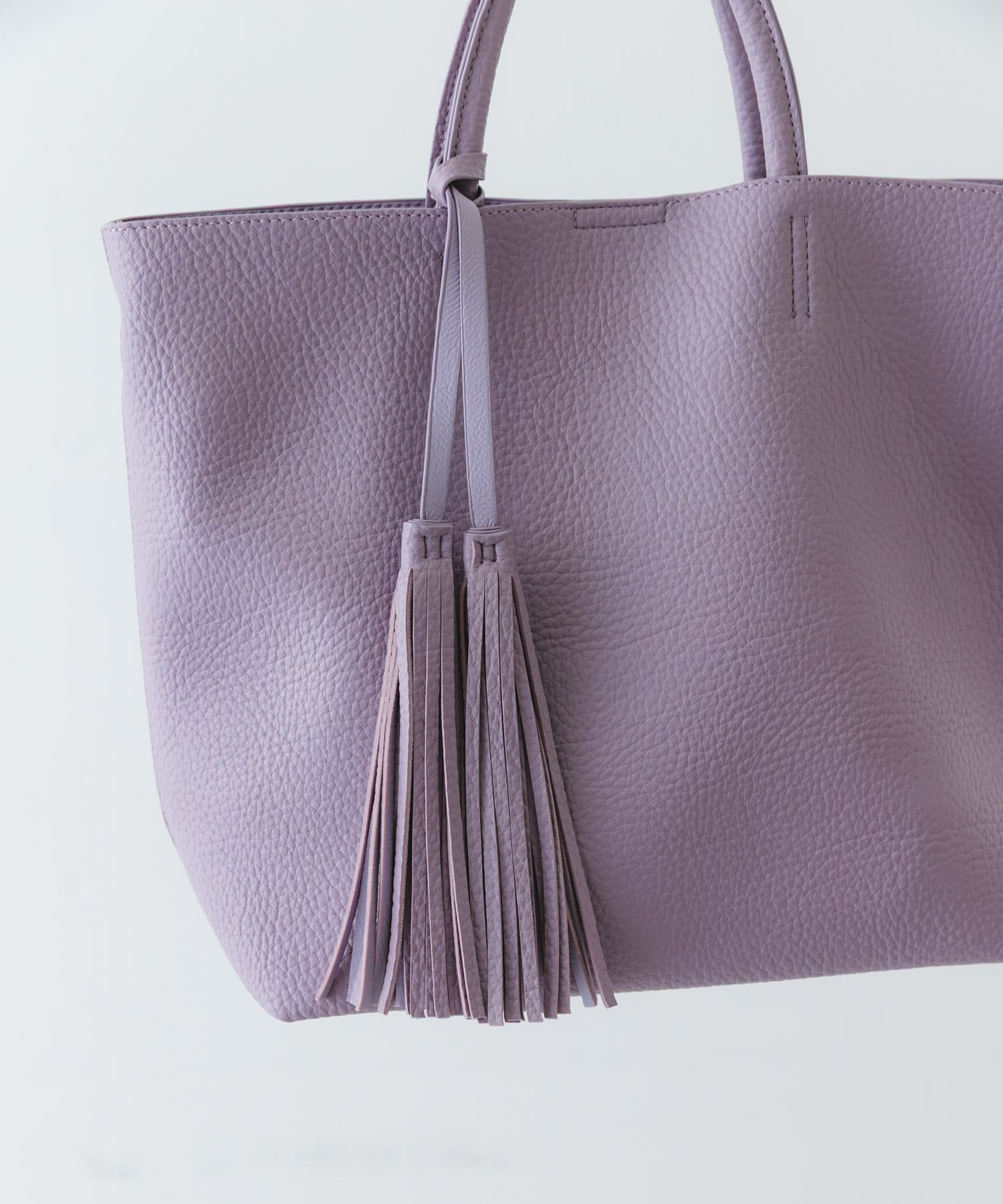 『Mサイズ』タッセル軽量2WAYシンプルトートバッグ LILAC one