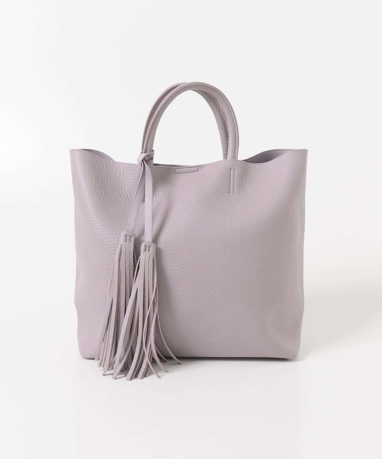 『Mサイズ』タッセル軽量2WAYシンプルトートバッグ LILAC one