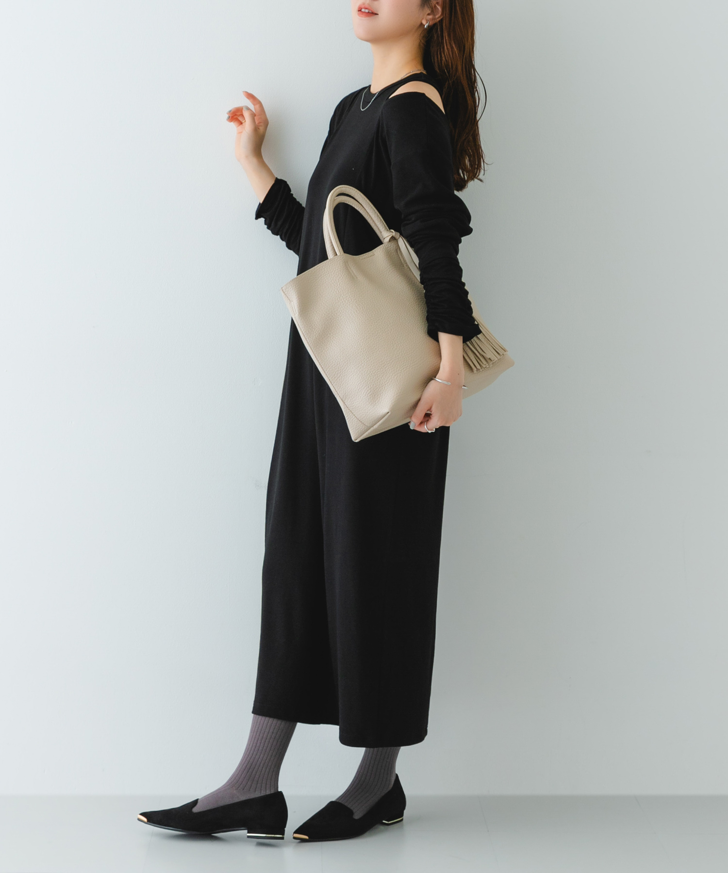 タッセル軽量2WAYシンプルトートバッグ ECRU one