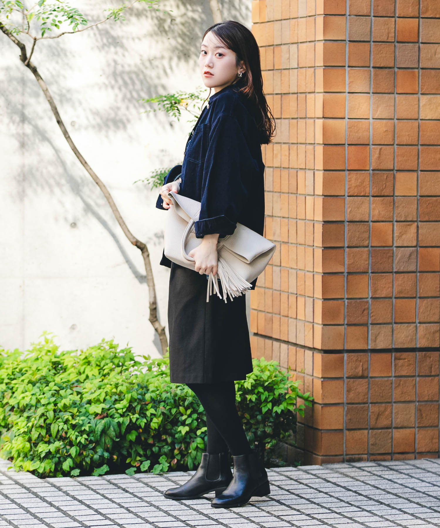 タッセル軽量2WAYシンプルトートバッグ ECRU one