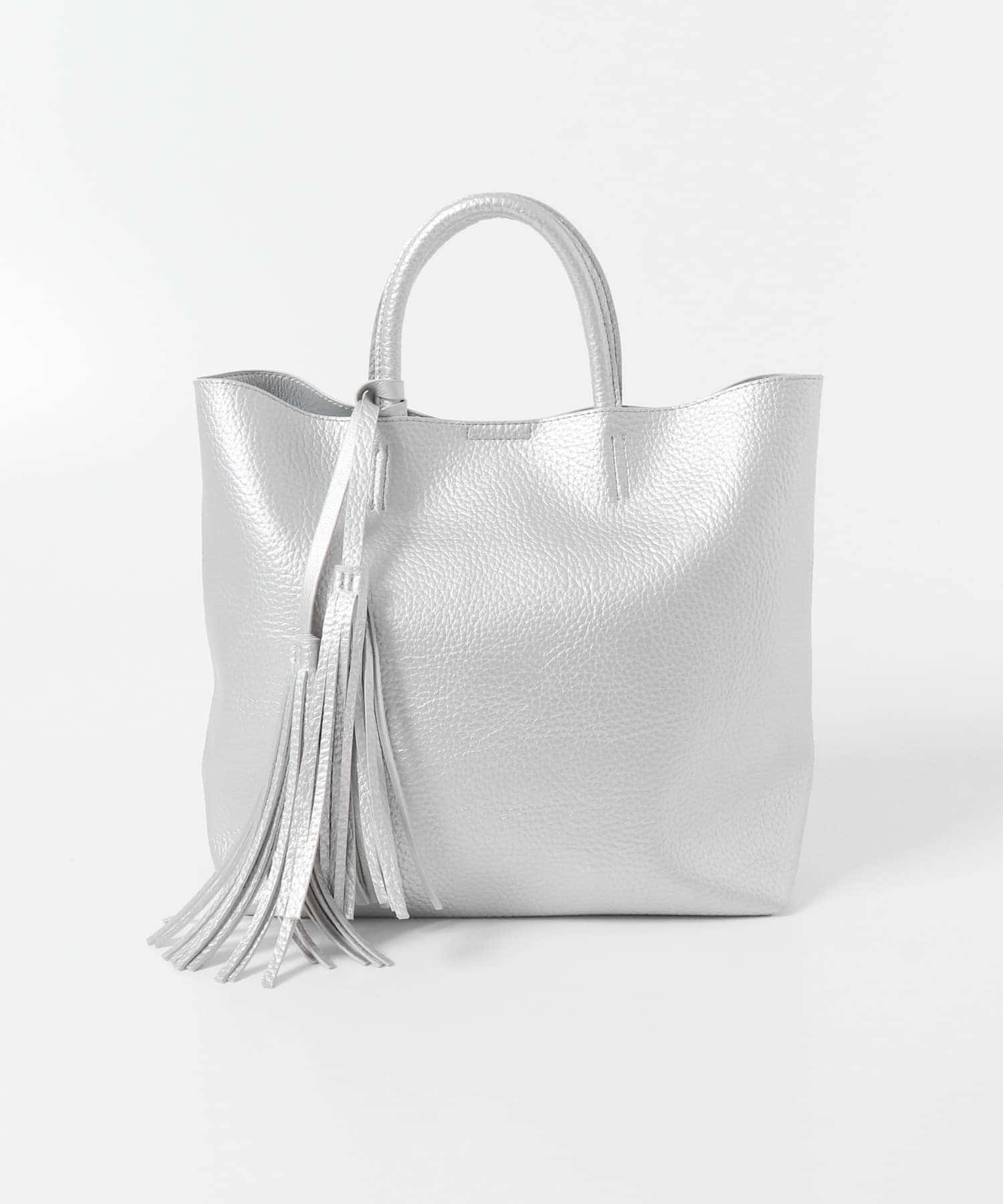 タッセル軽量2WAYシンプルトートバッグ SILVER one