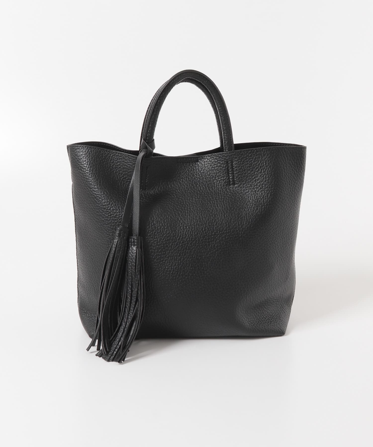 タッセル軽量2WAYシンプルトートバッグ BLACK one
