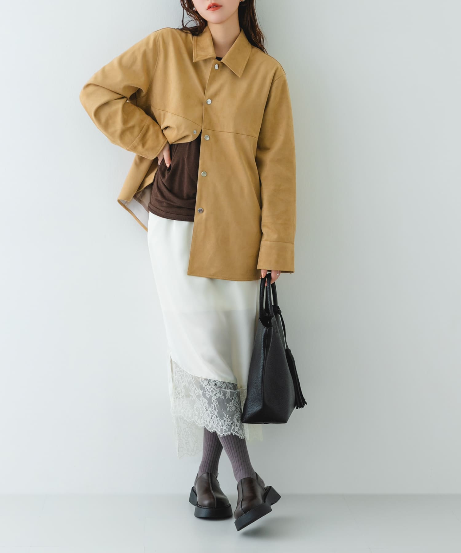 タッセル軽量2WAYシンプルトートバッグ BLACK one