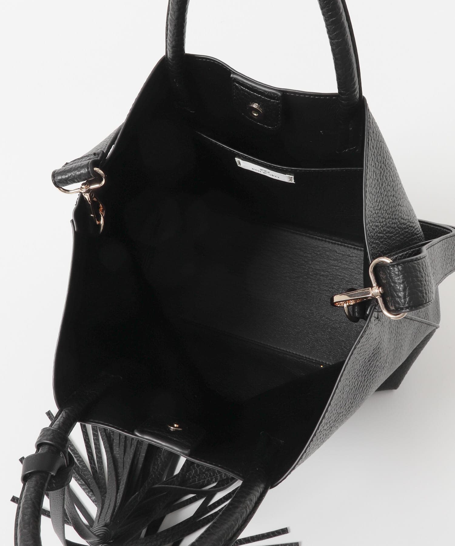 『Mサイズ』タッセル軽量2WAYシンプルトートバッグ BLACK one