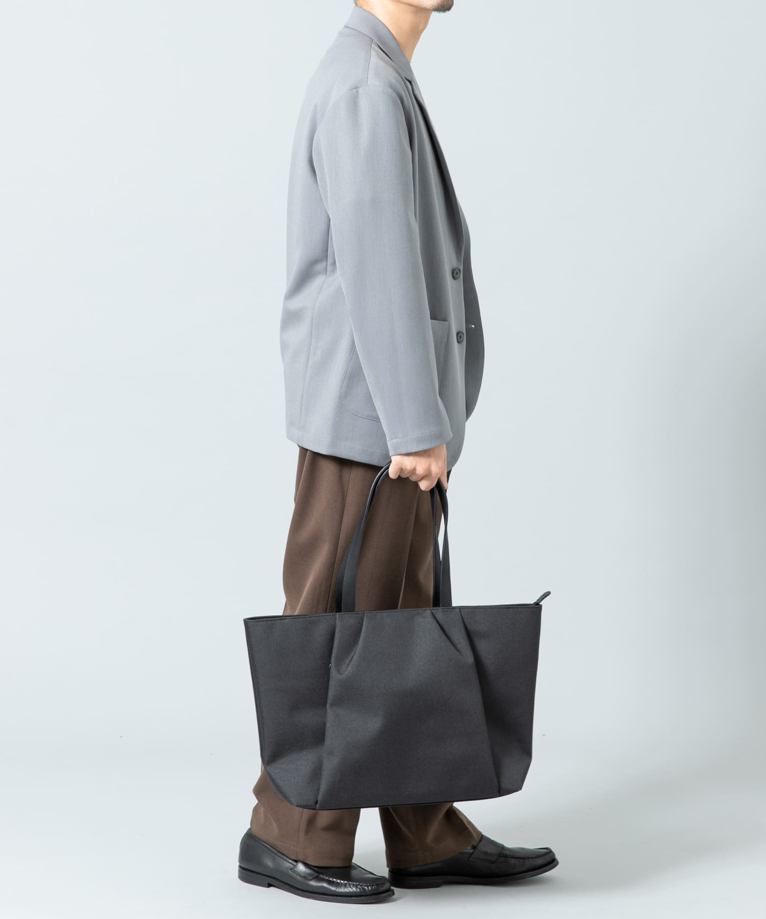 撥水タックトートバッグ BLACK one
