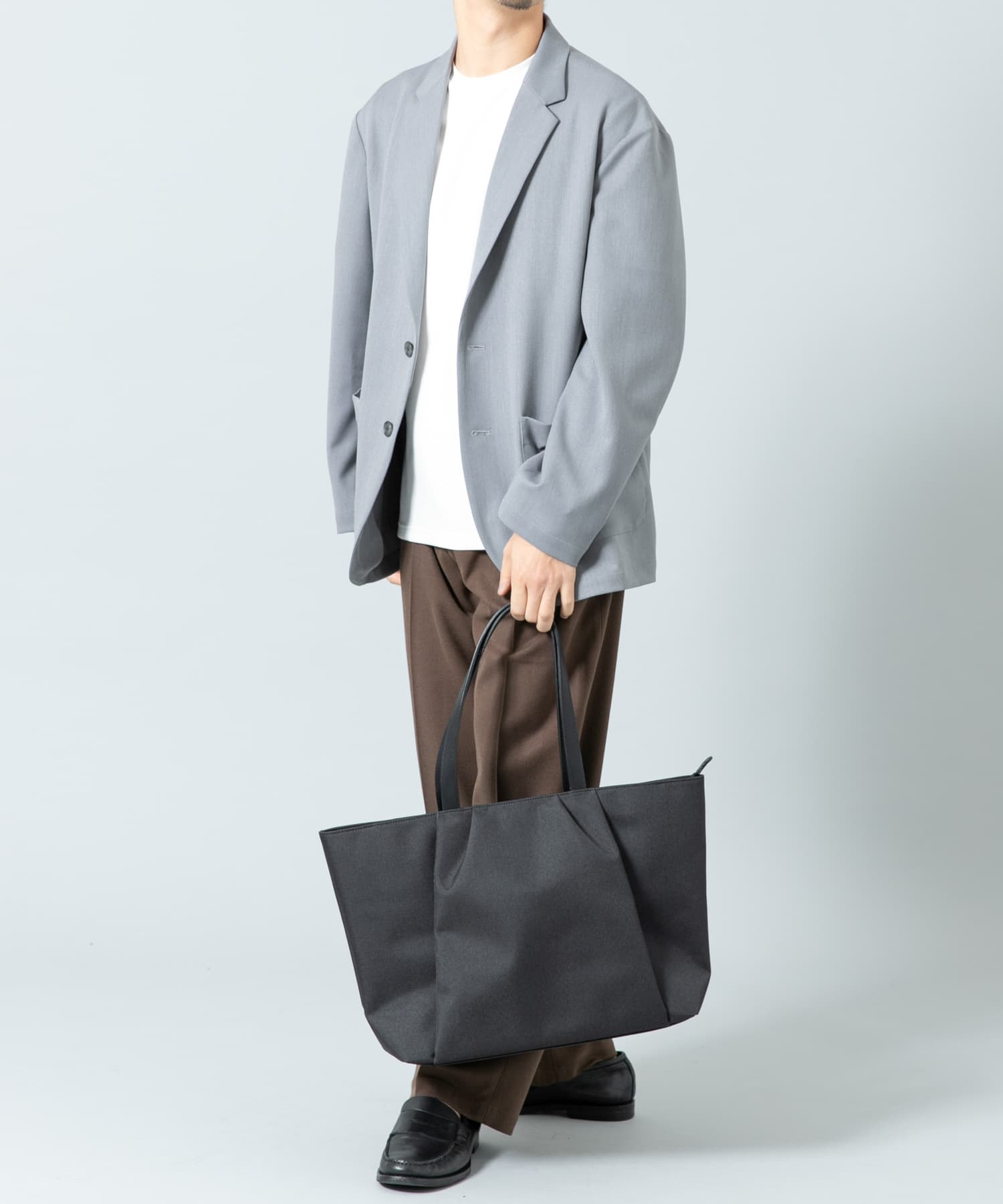 撥水タックトートバッグ BLACK one