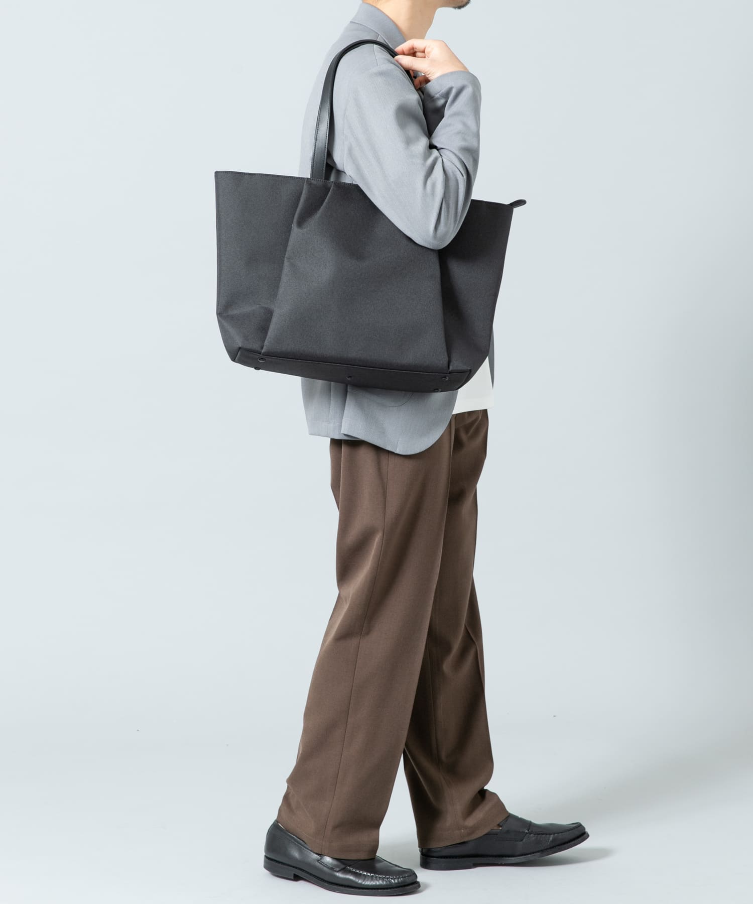 撥水タックトートバッグ BLACK one