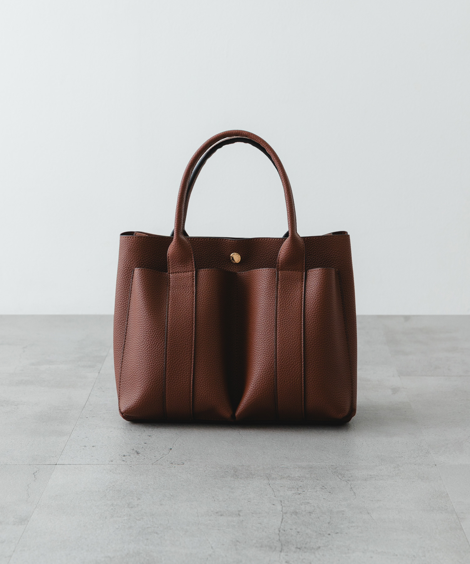 ダブルポケットトートバッグ DARK BROWN one