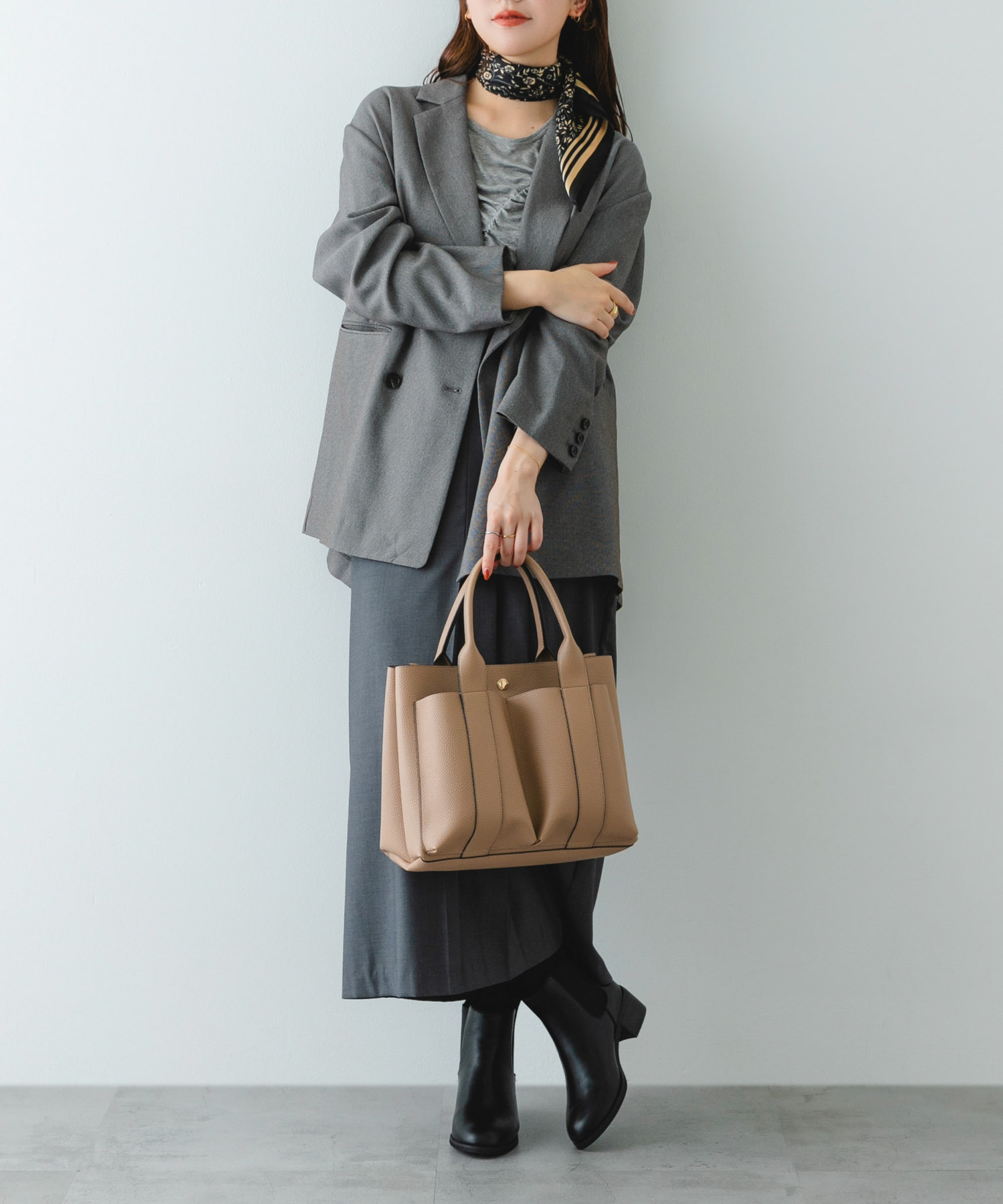ダブルポケットトートバッグ BEIGE one