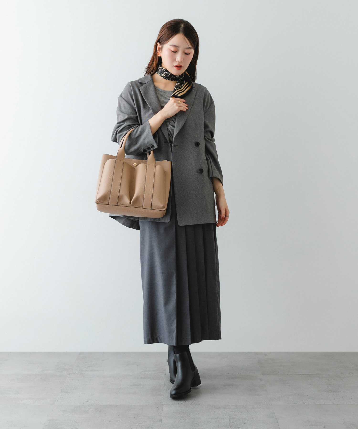 ダブルポケットトートバッグ BEIGE one