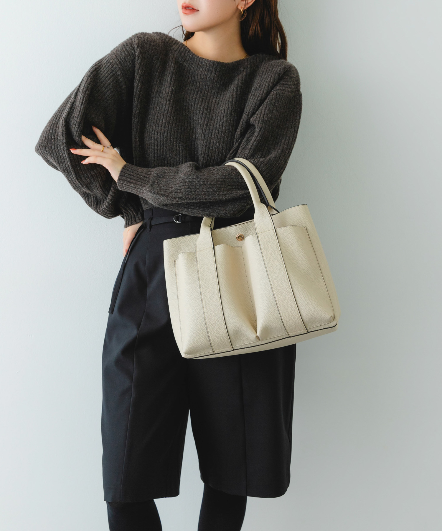 ダブルポケットトートバッグ MILK one