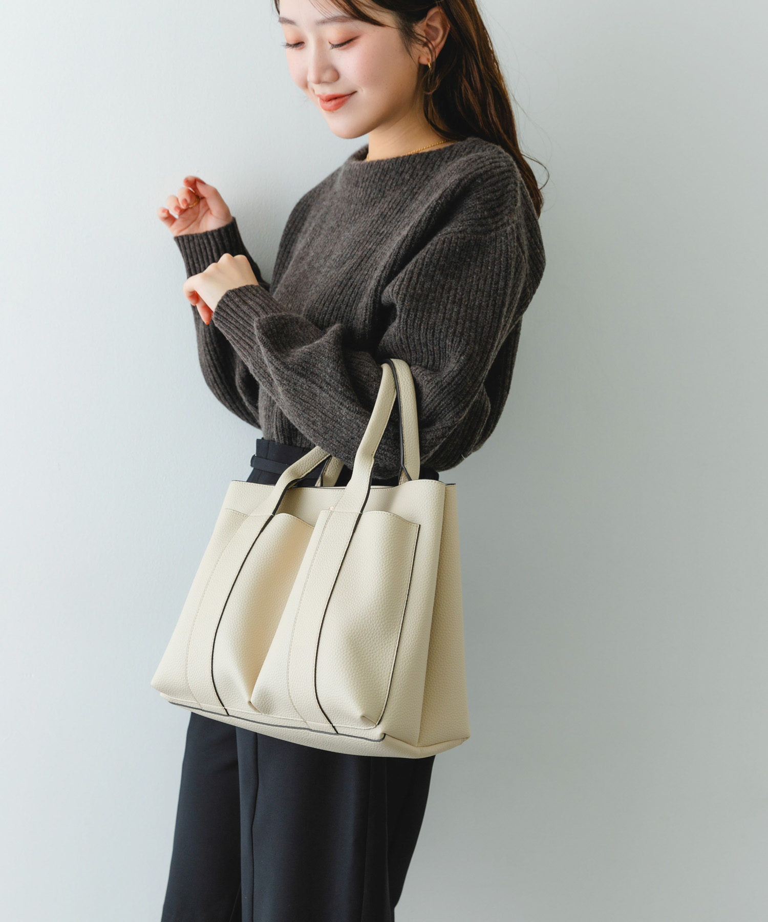 ダブルポケットトートバッグ MILK one