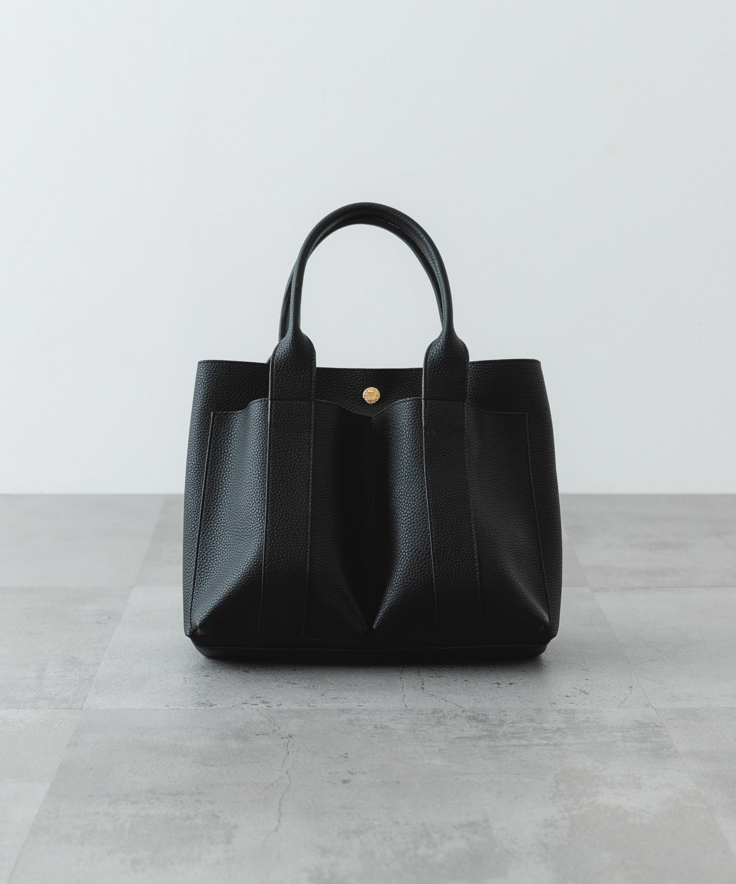 ダブルポケットトートバッグ BLACK one