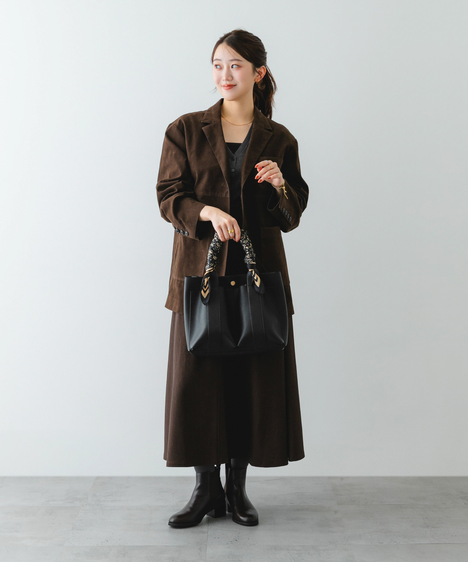 ダブルポケットトートバッグ BLACK one
