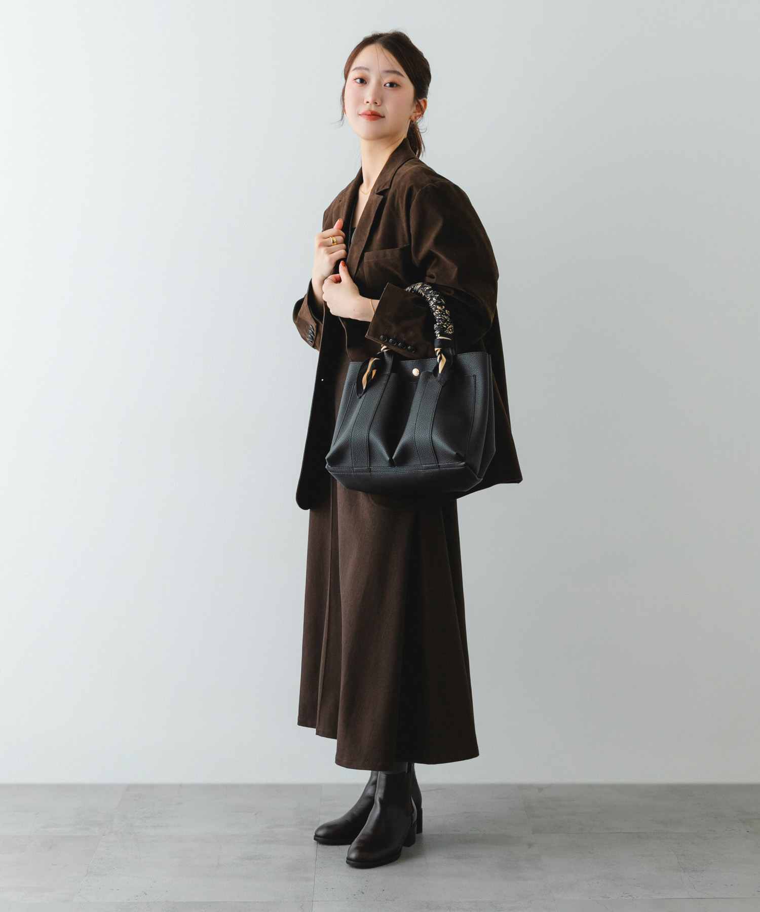 ダブルポケットトートバッグ BLACK one