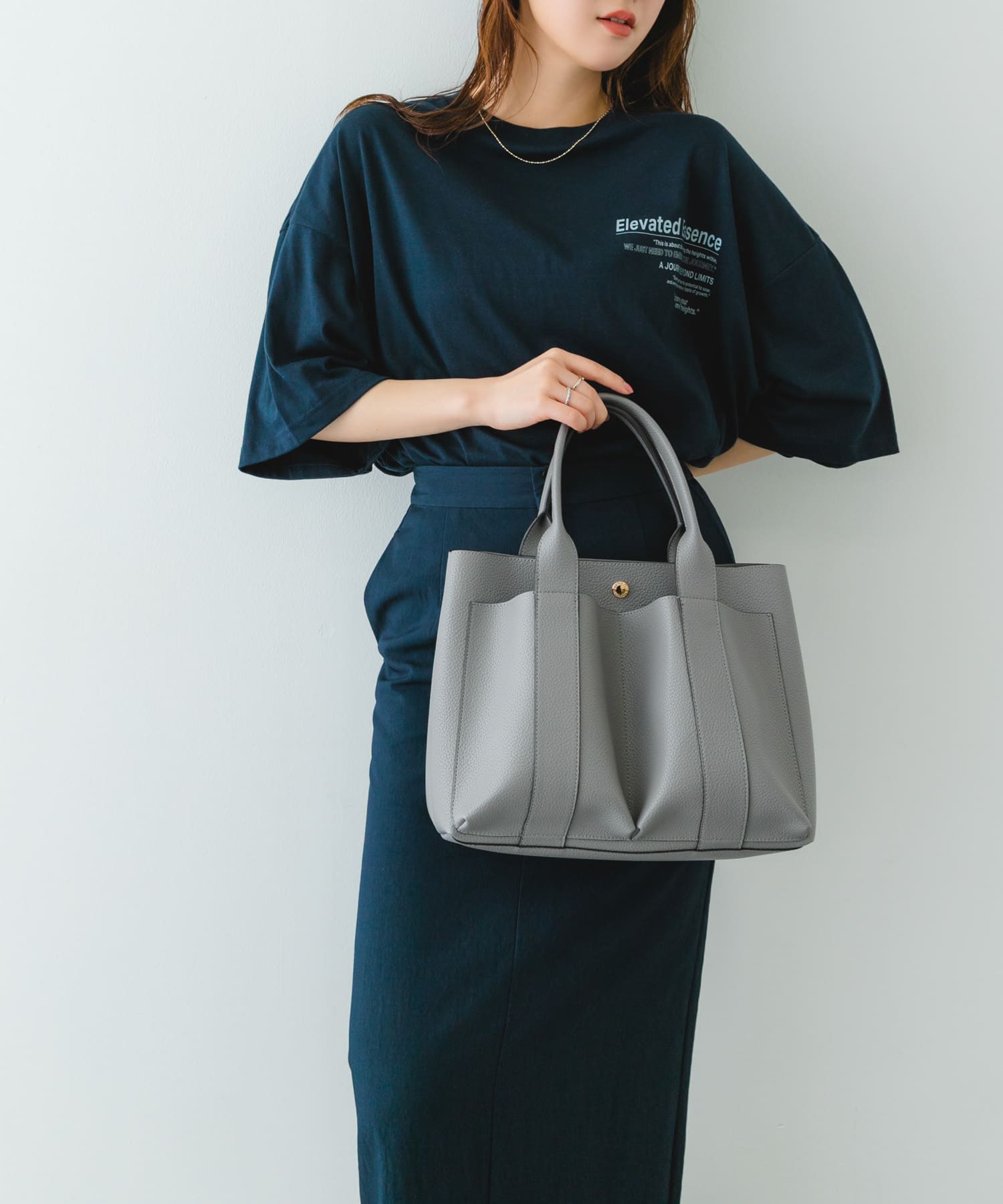 ダブルポケットトートバッグ GRAY one
