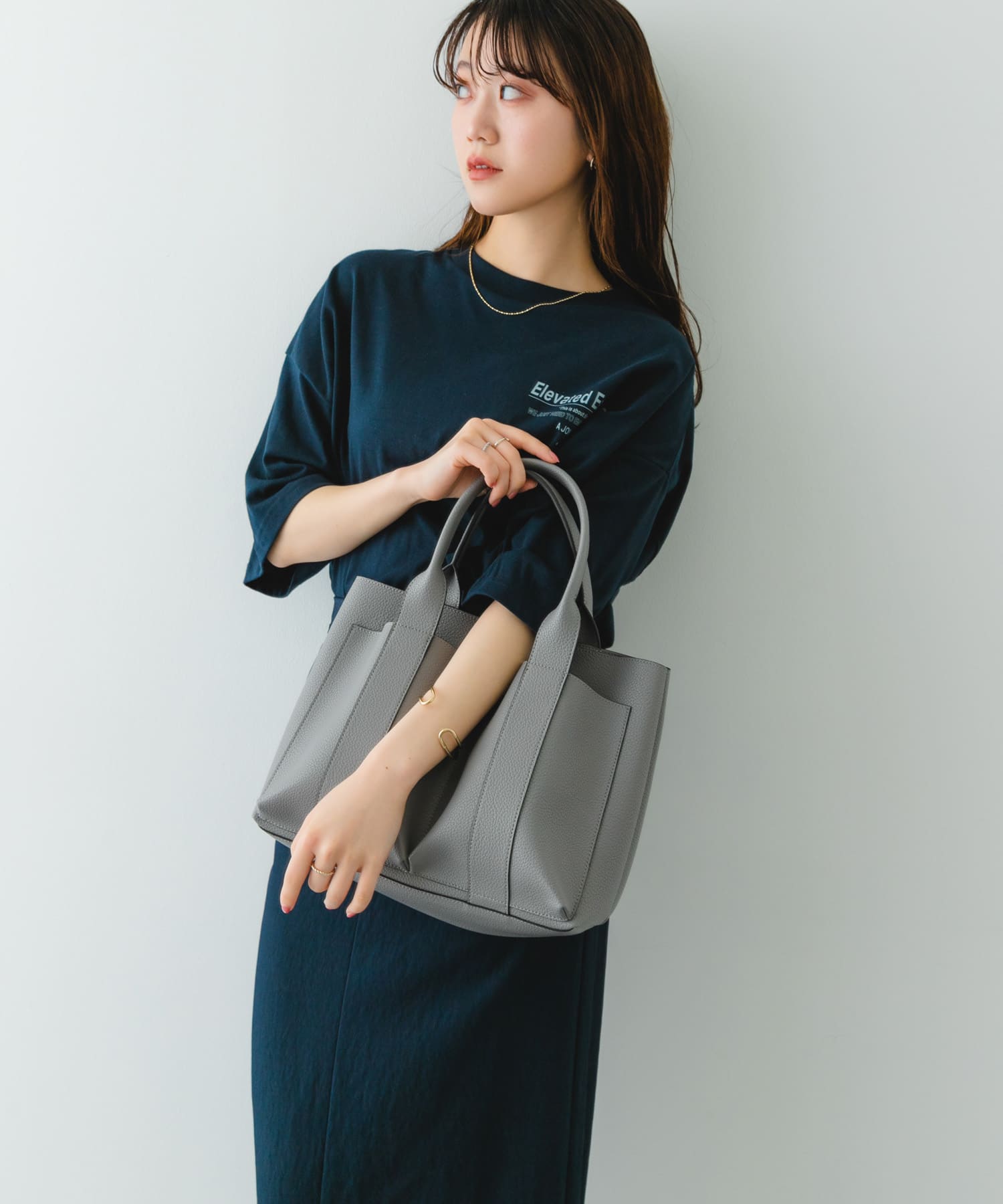 ダブルポケットトートバッグ GRAY one