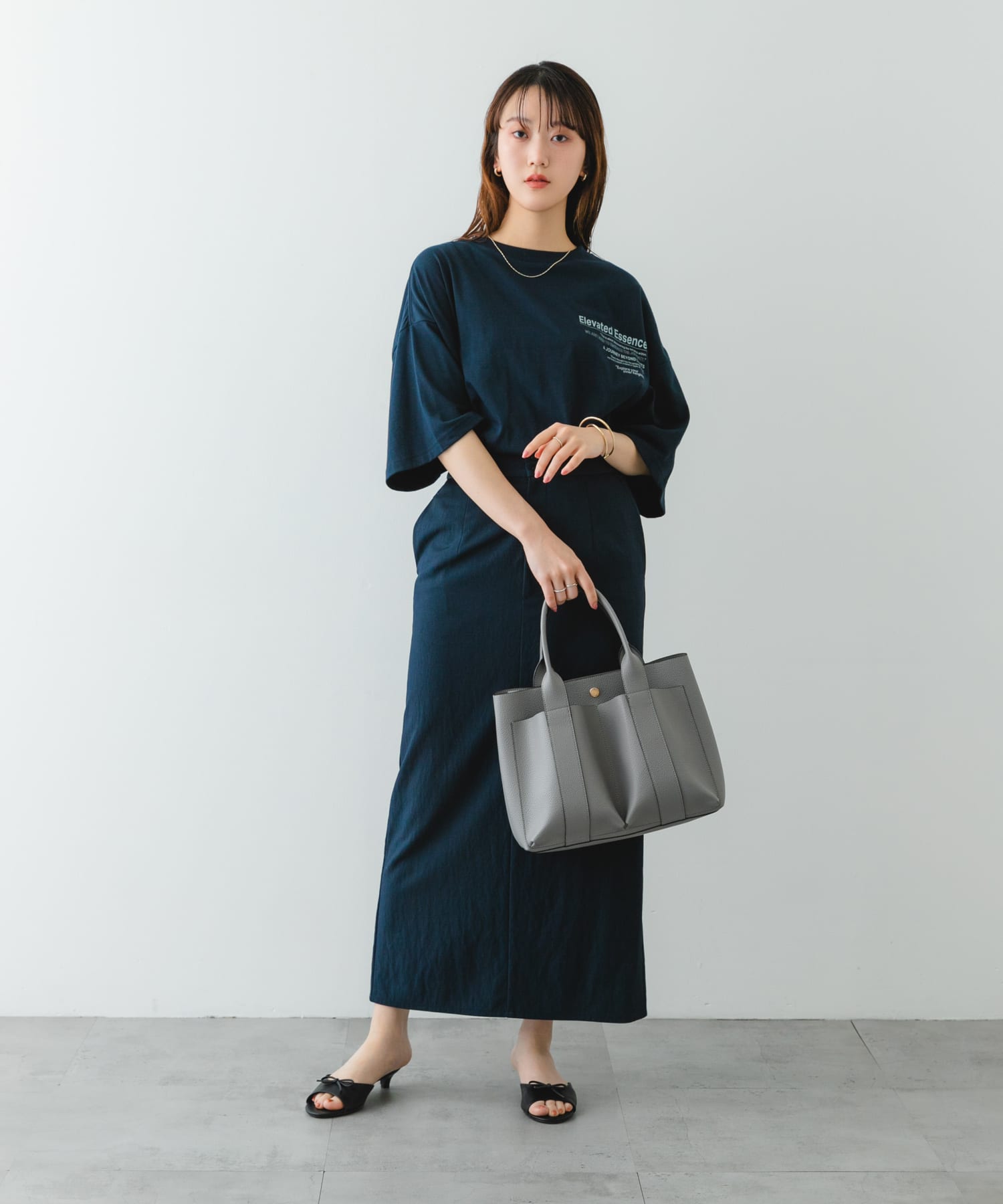 ダブルポケットトートバッグ GRAY one