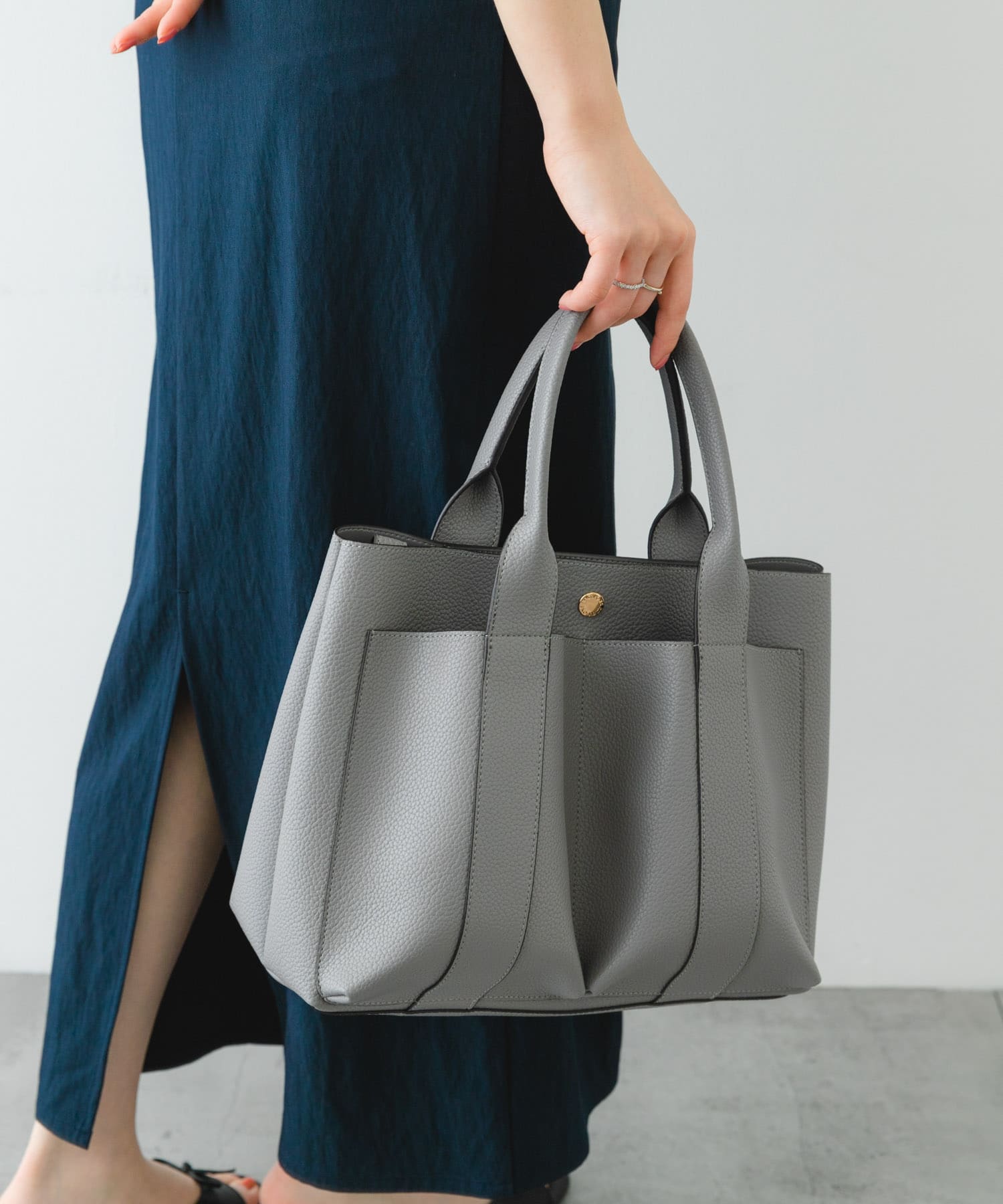 ダブルポケットトートバッグ GRAY one