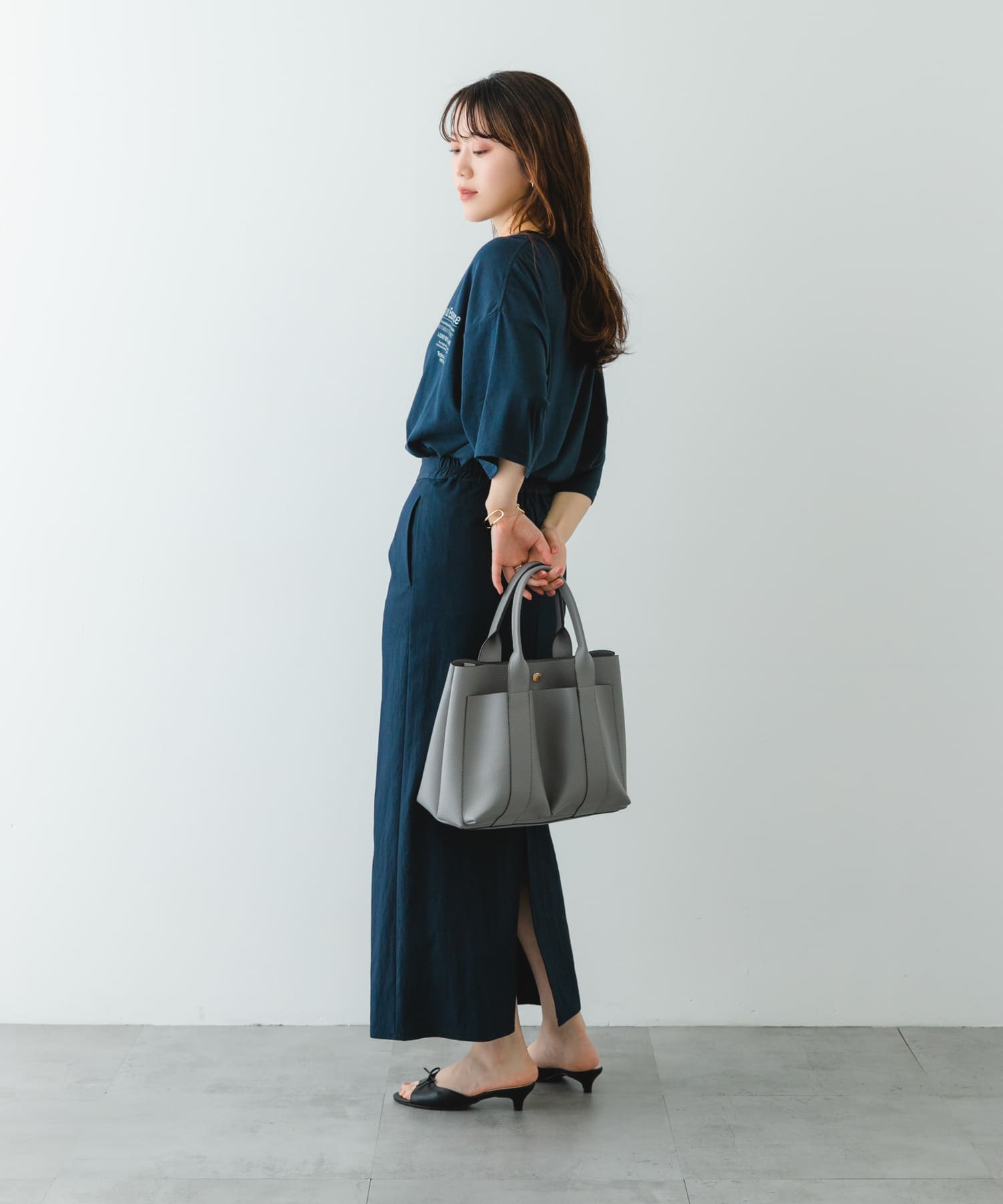 ダブルポケットトートバッグ GRAY one