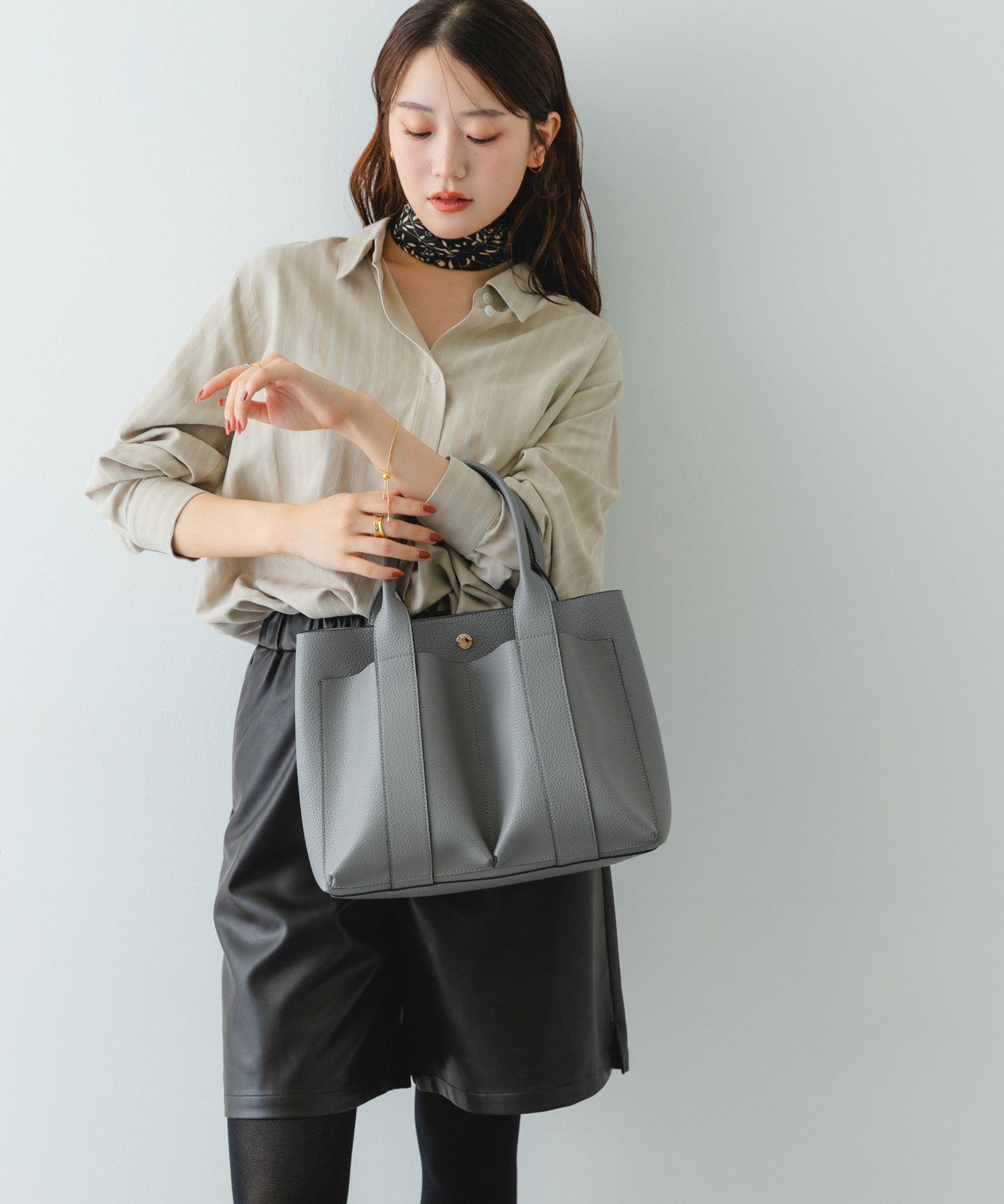 ダブルポケットトートバッグ GRAY one