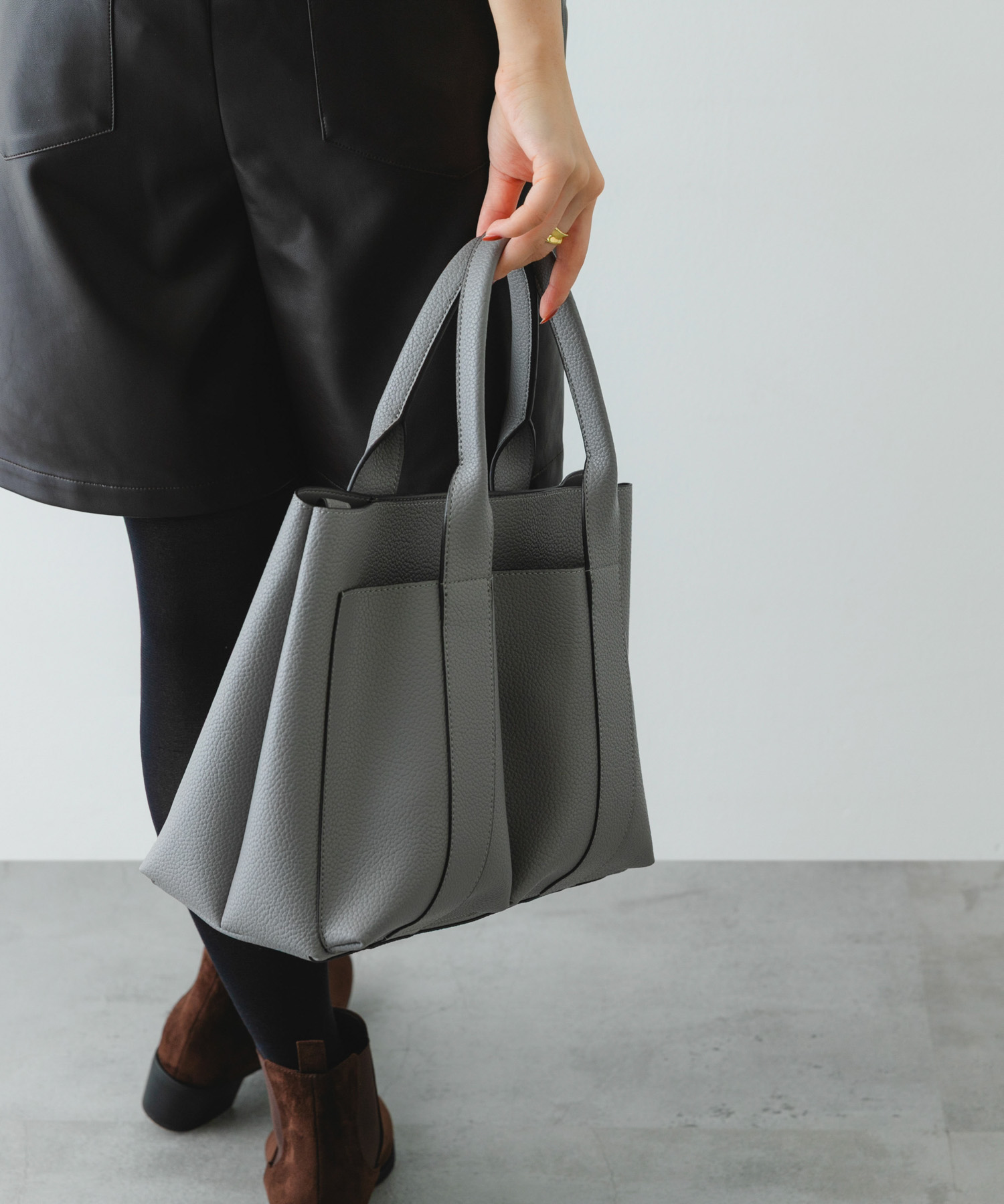 ダブルポケットトートバッグ GRAY one