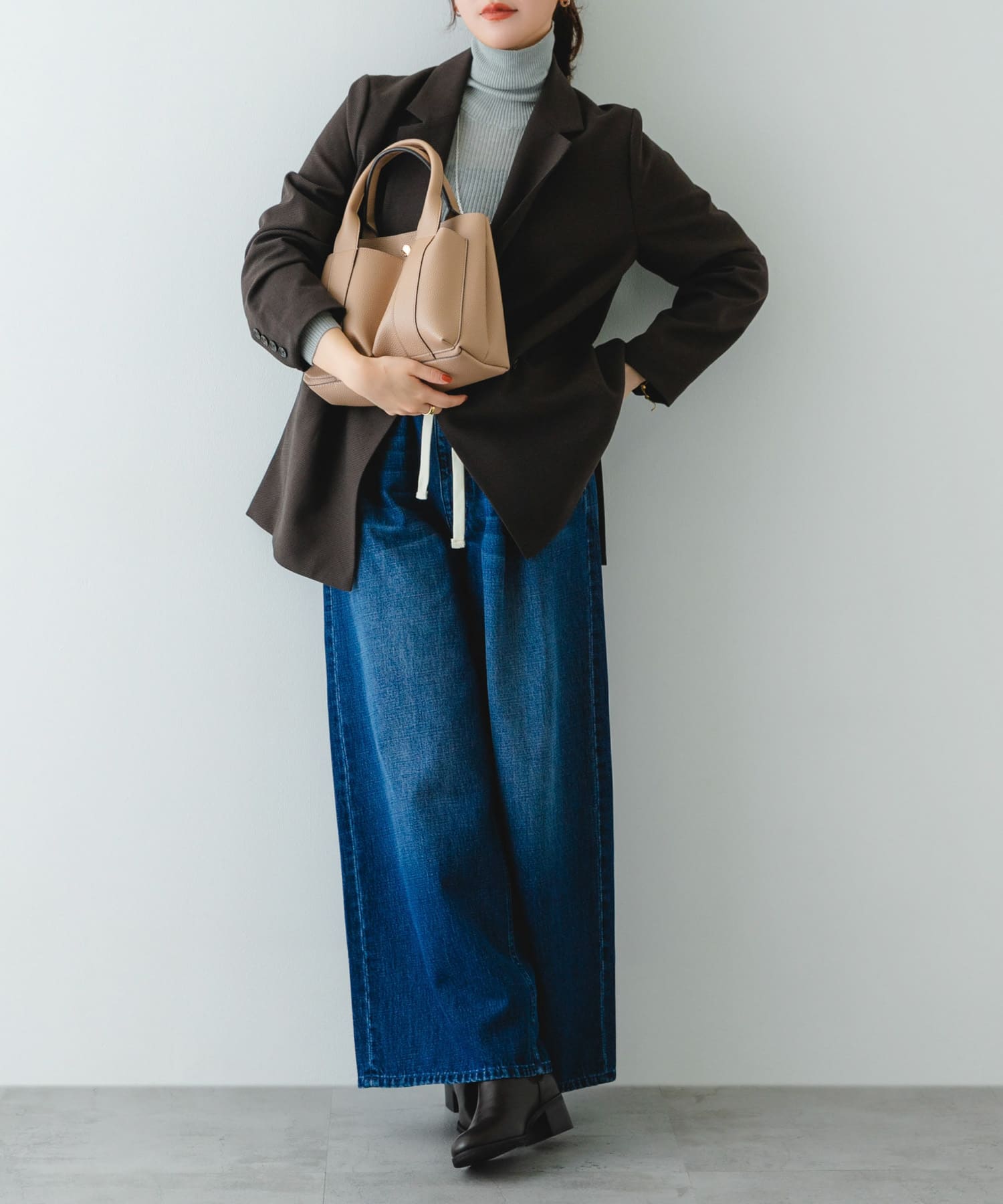 プチダブルポケットトートバッグ BEIGE one