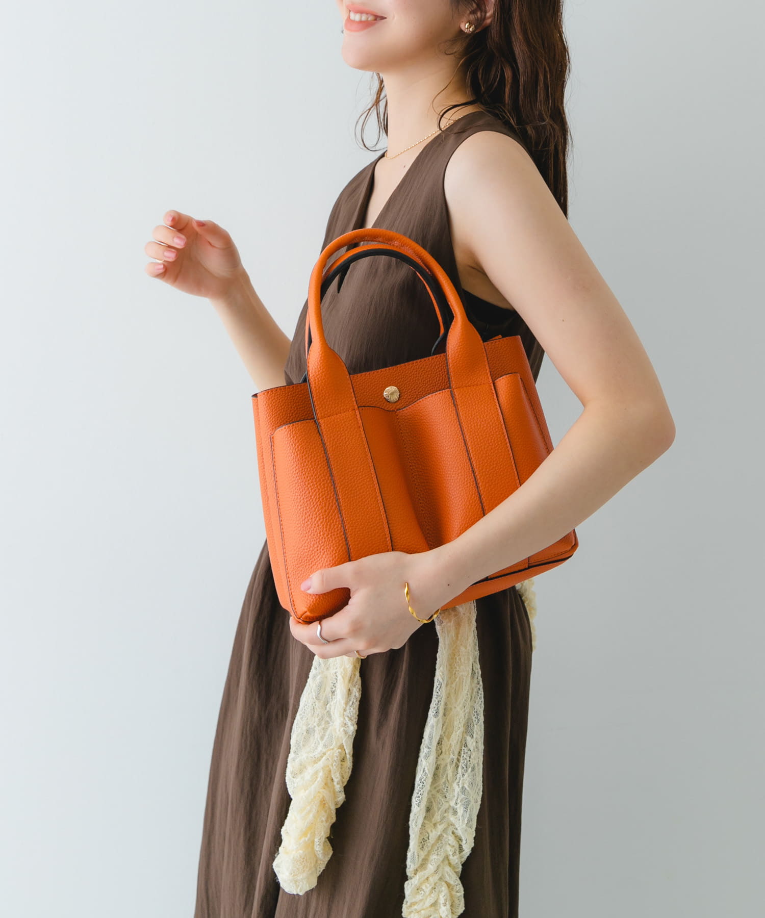 プチダブルポケットトートバッグ APRICOT one