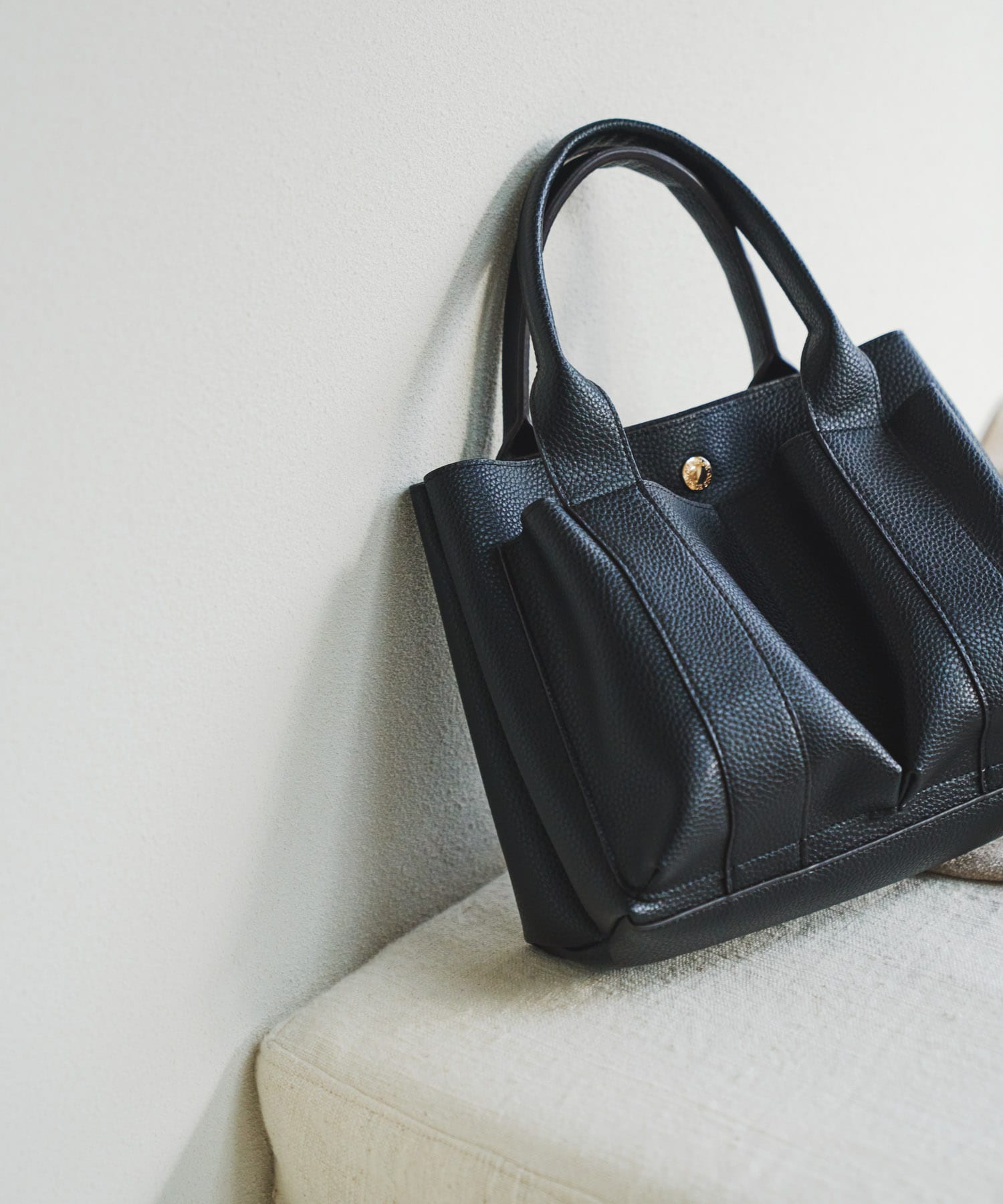 プチダブルポケットトートバッグ BLACK one