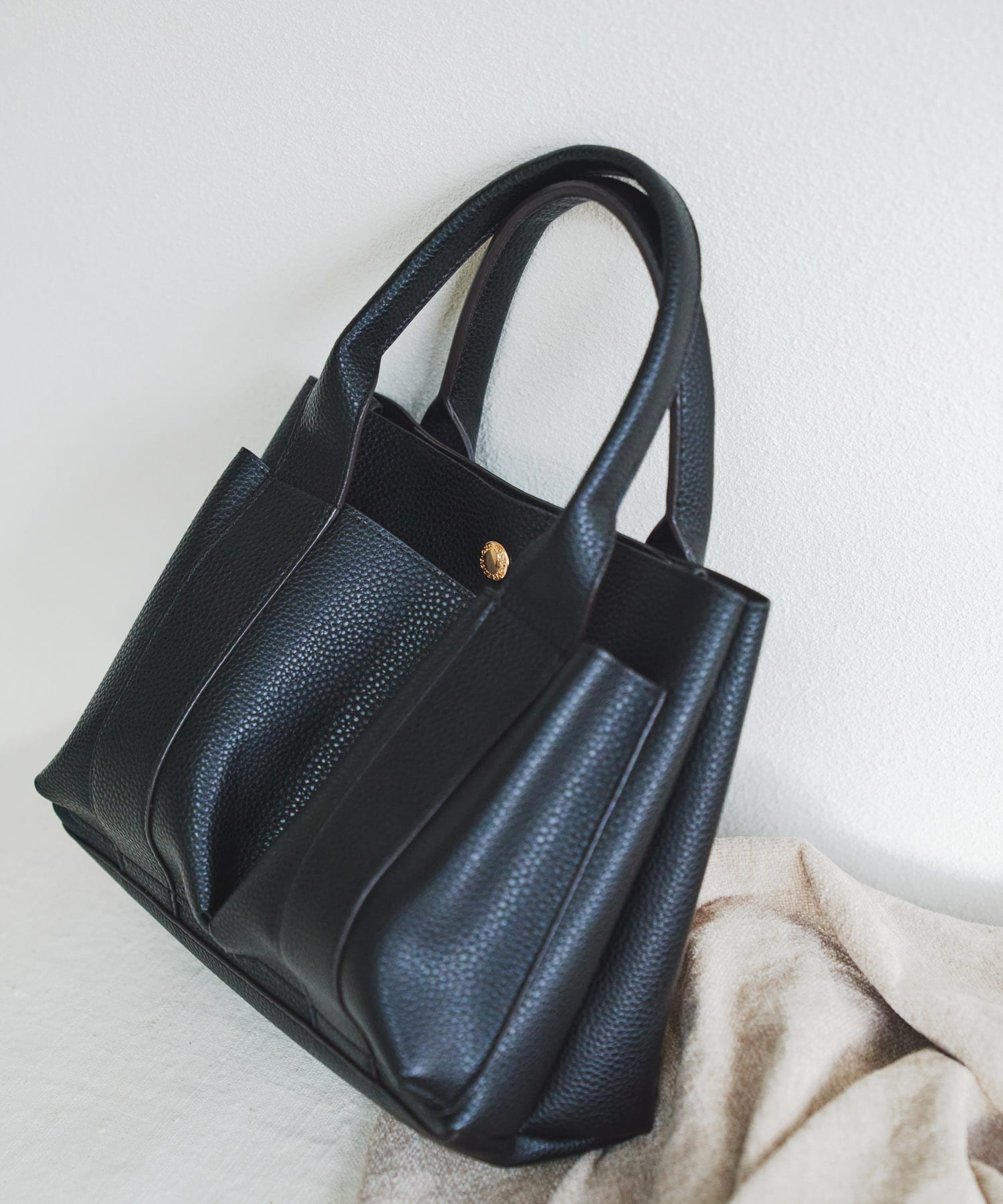 プチダブルポケットトートバッグ BLACK one