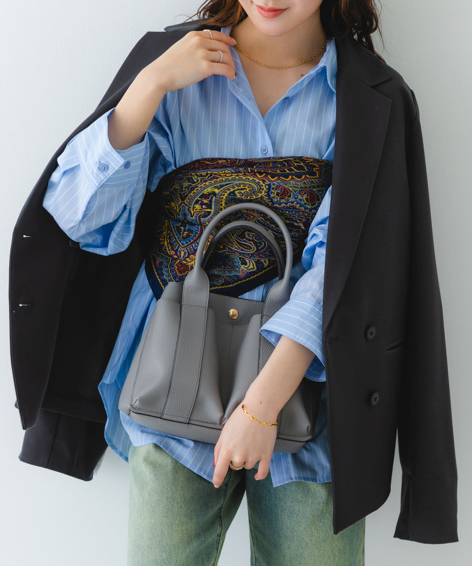 プチダブルポケットトートバッグ GRAY one