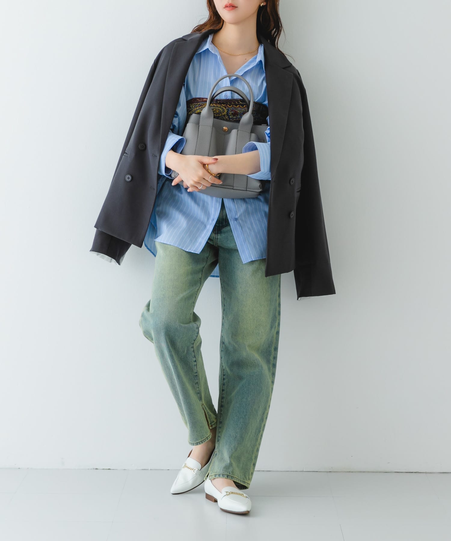 プチダブルポケットトートバッグ GRAY one