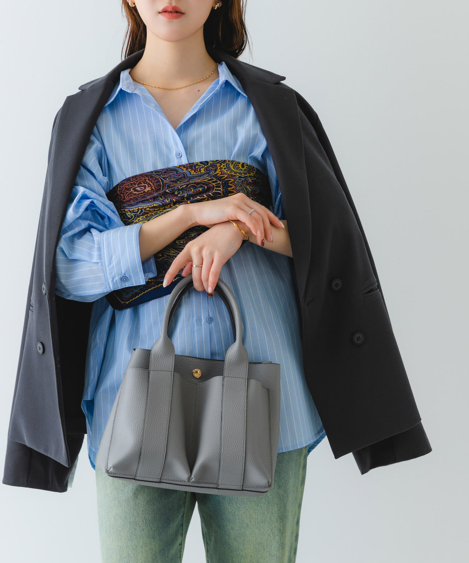 プチダブルポケットトートバッグ GRAY one