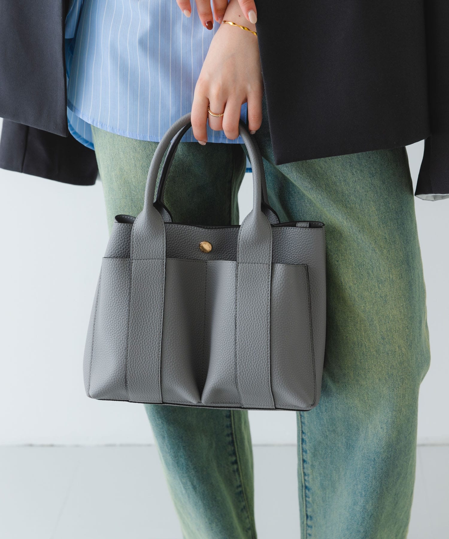 プチダブルポケットトートバッグ GRAY one