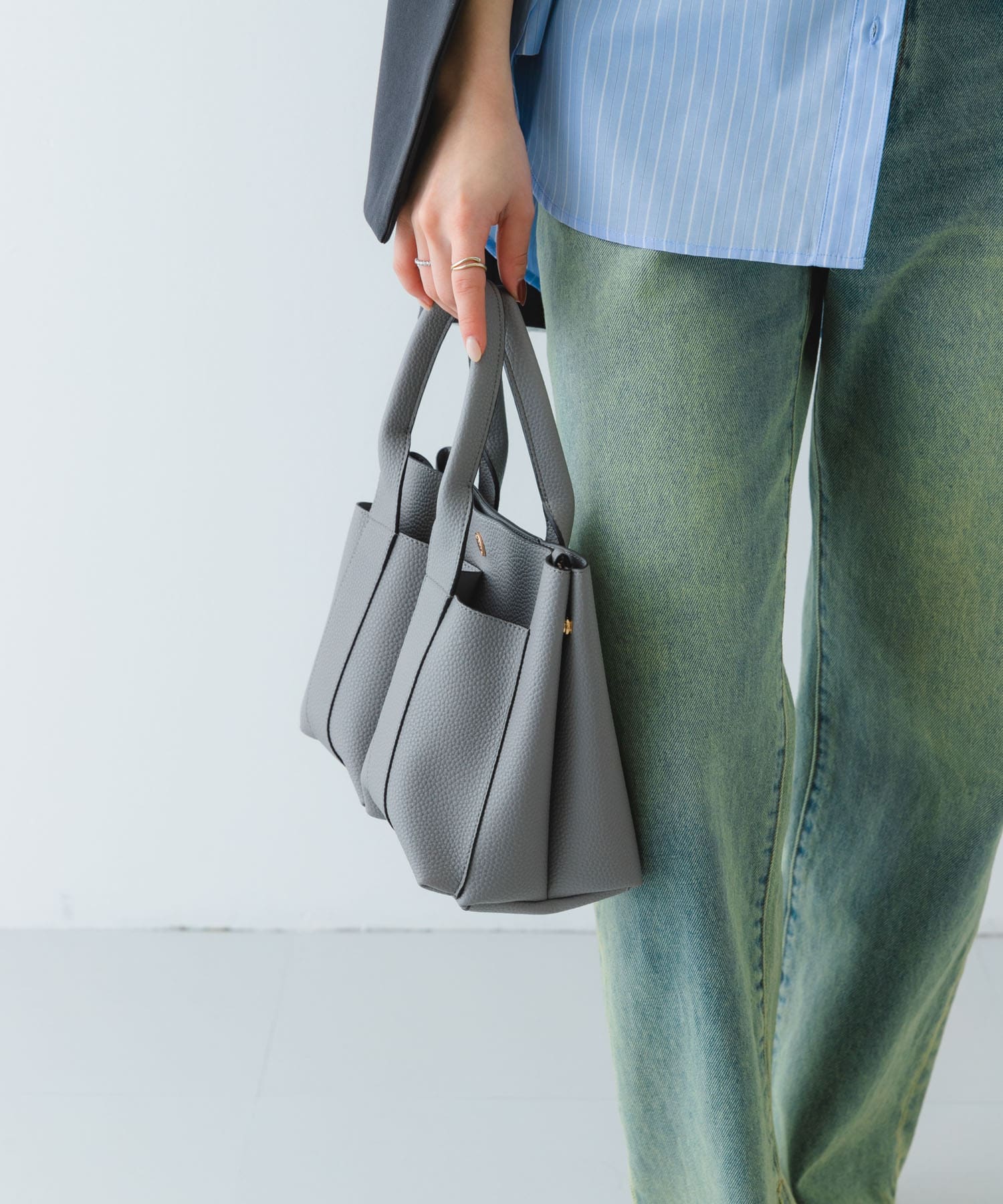 プチダブルポケットトートバッグ GRAY one