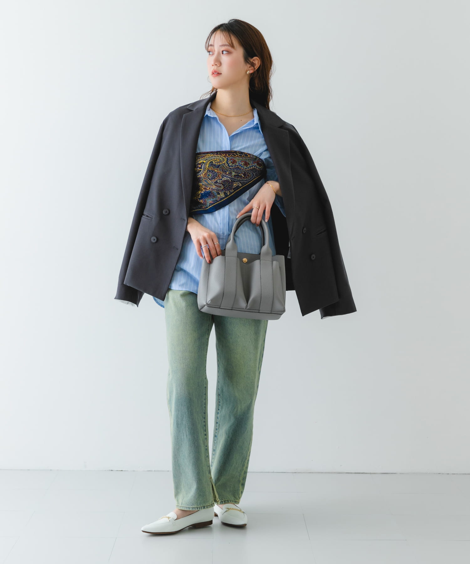 プチダブルポケットトートバッグ GRAY one